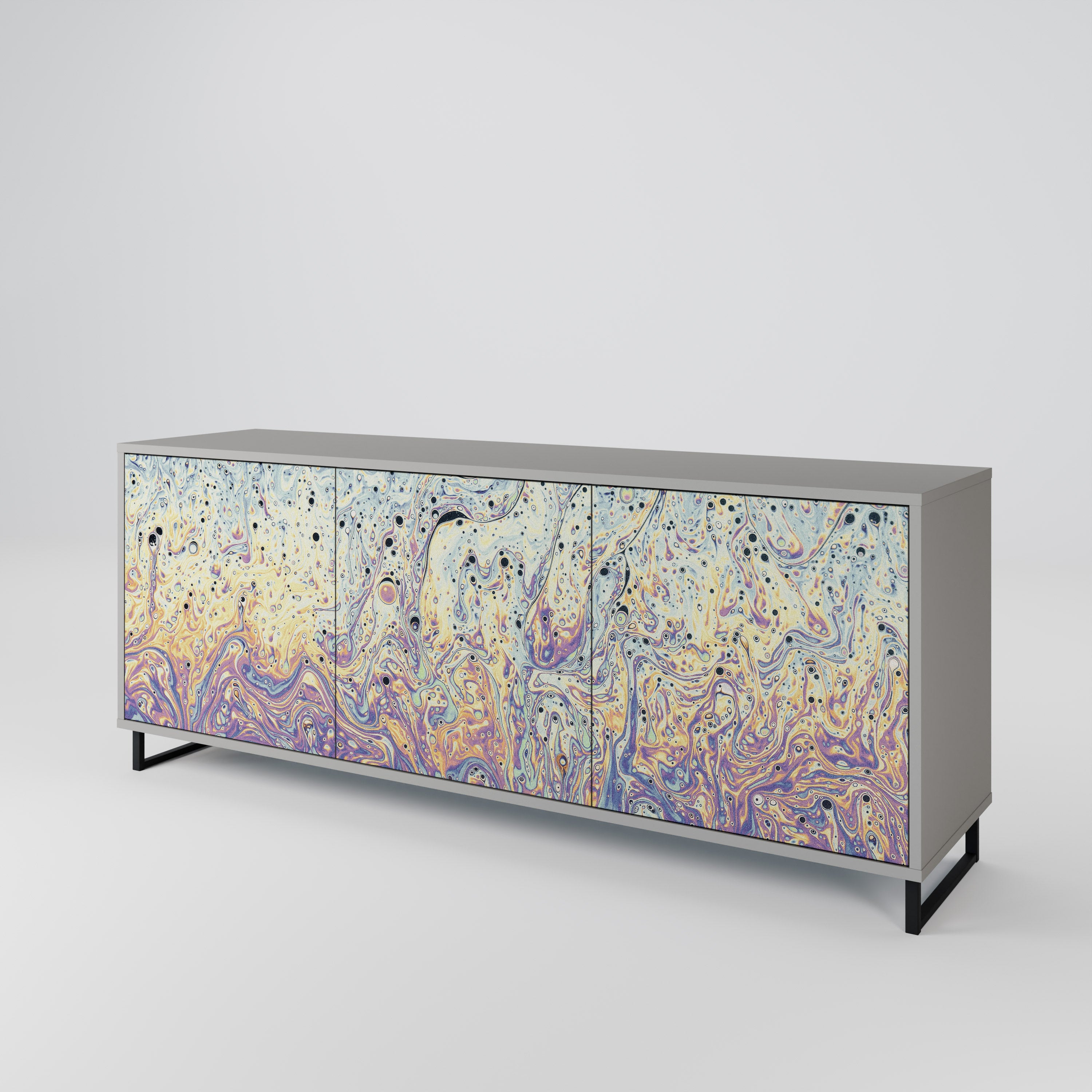 MOSAIC OF COLORS 3-Door Sideboard in Grey Finish