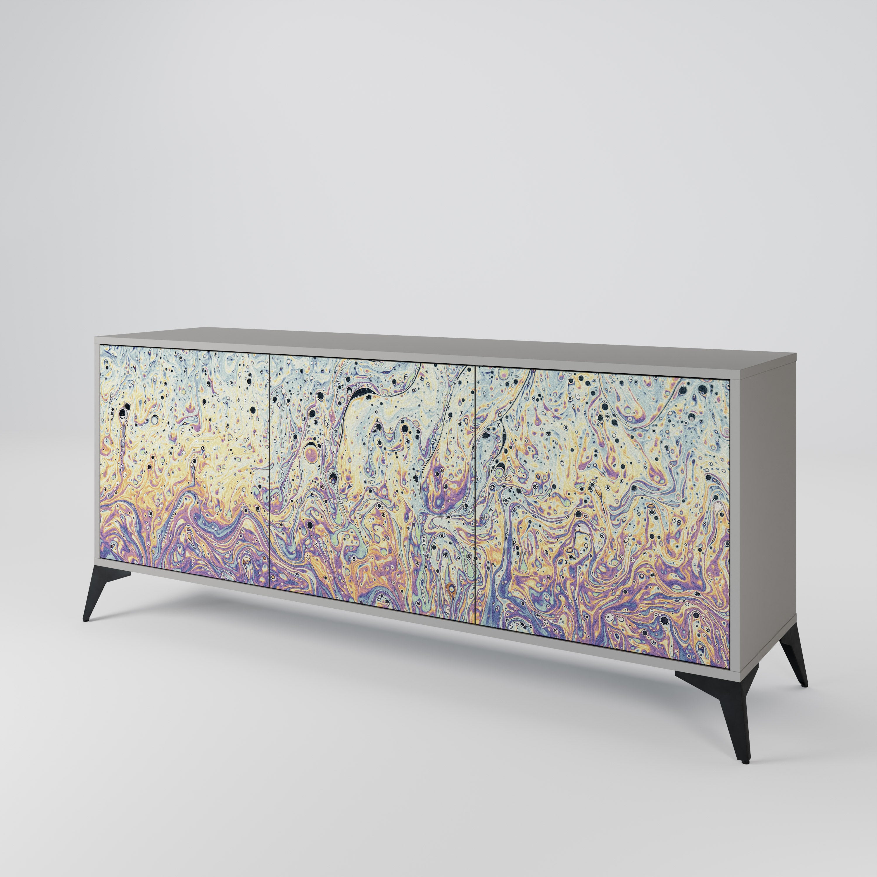 MOSAIC OF COLORS 3-Door Sideboard in Grey Finish