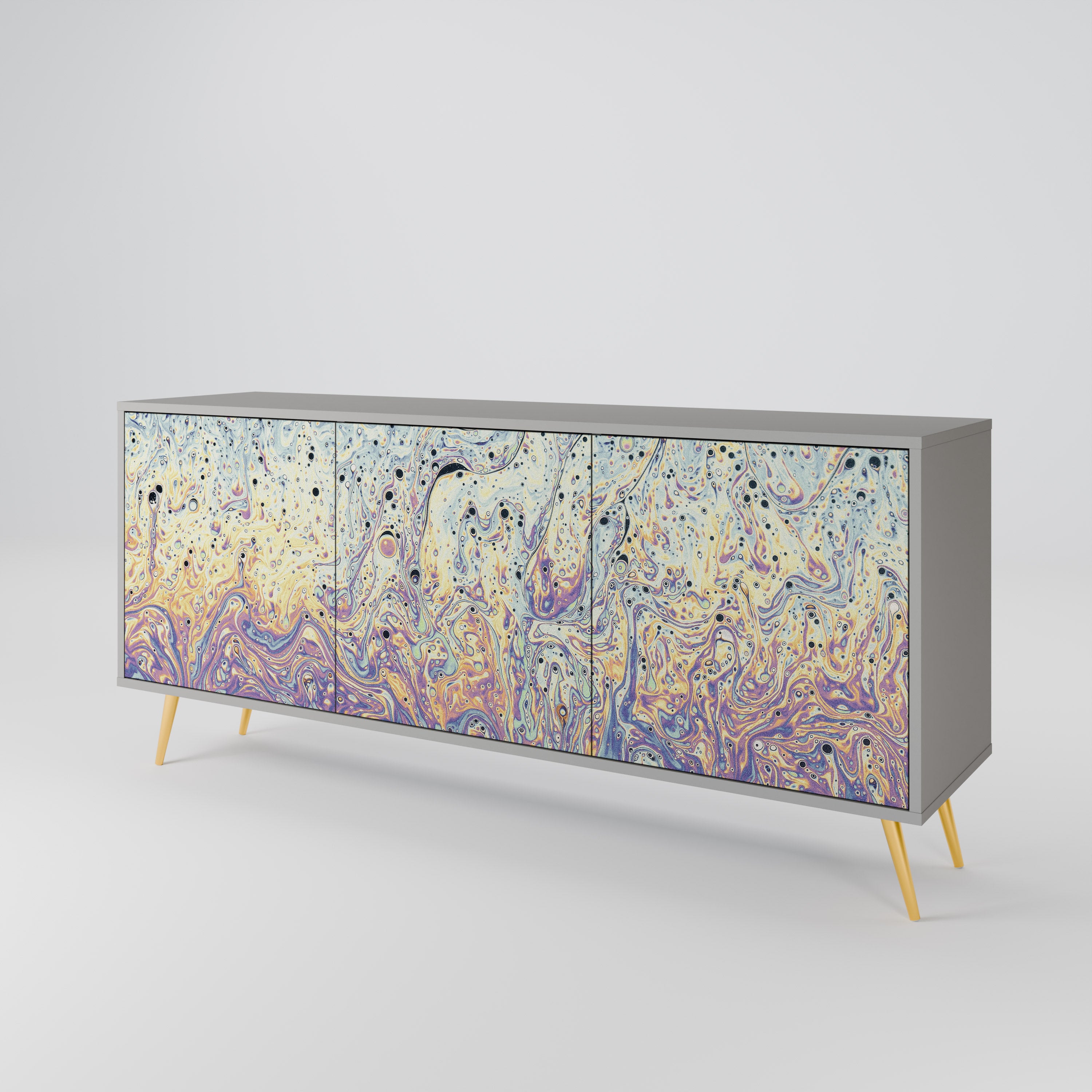 MOSAIC OF COLORS 3-Door Sideboard in Grey Finish