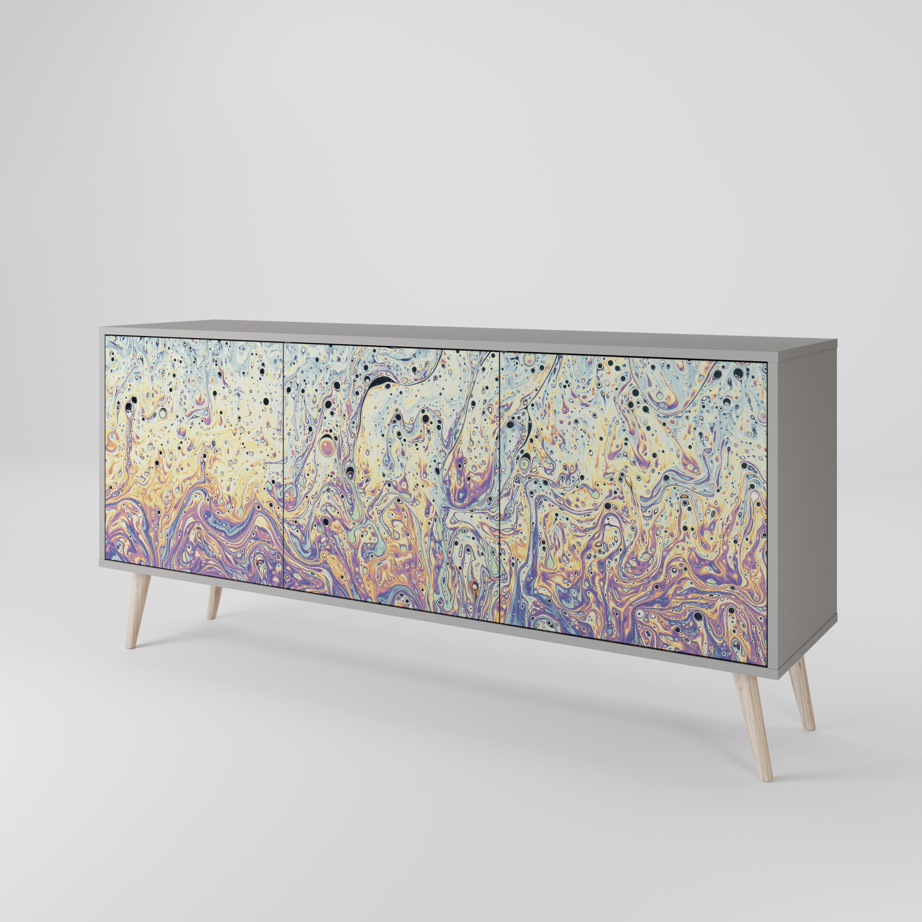 MOSAIC OF COLORS 3-Door Sideboard in Grey Finish