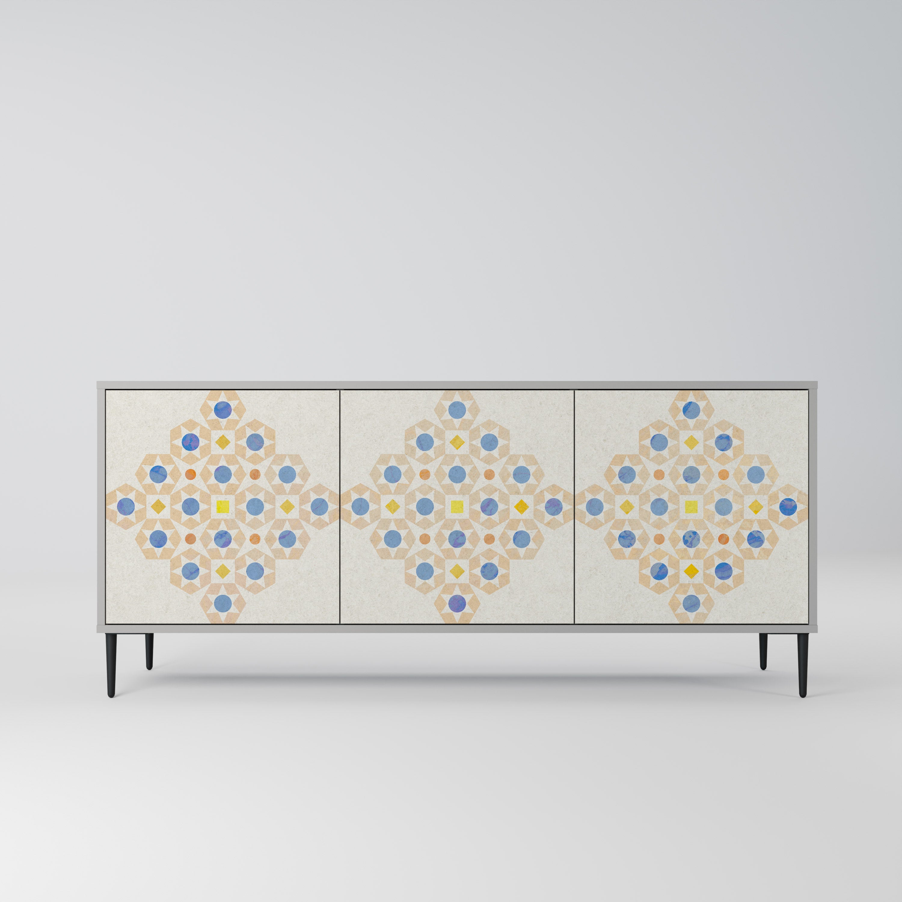 PATTERNED PRISM 3-Door Sideboard in Grey Finish