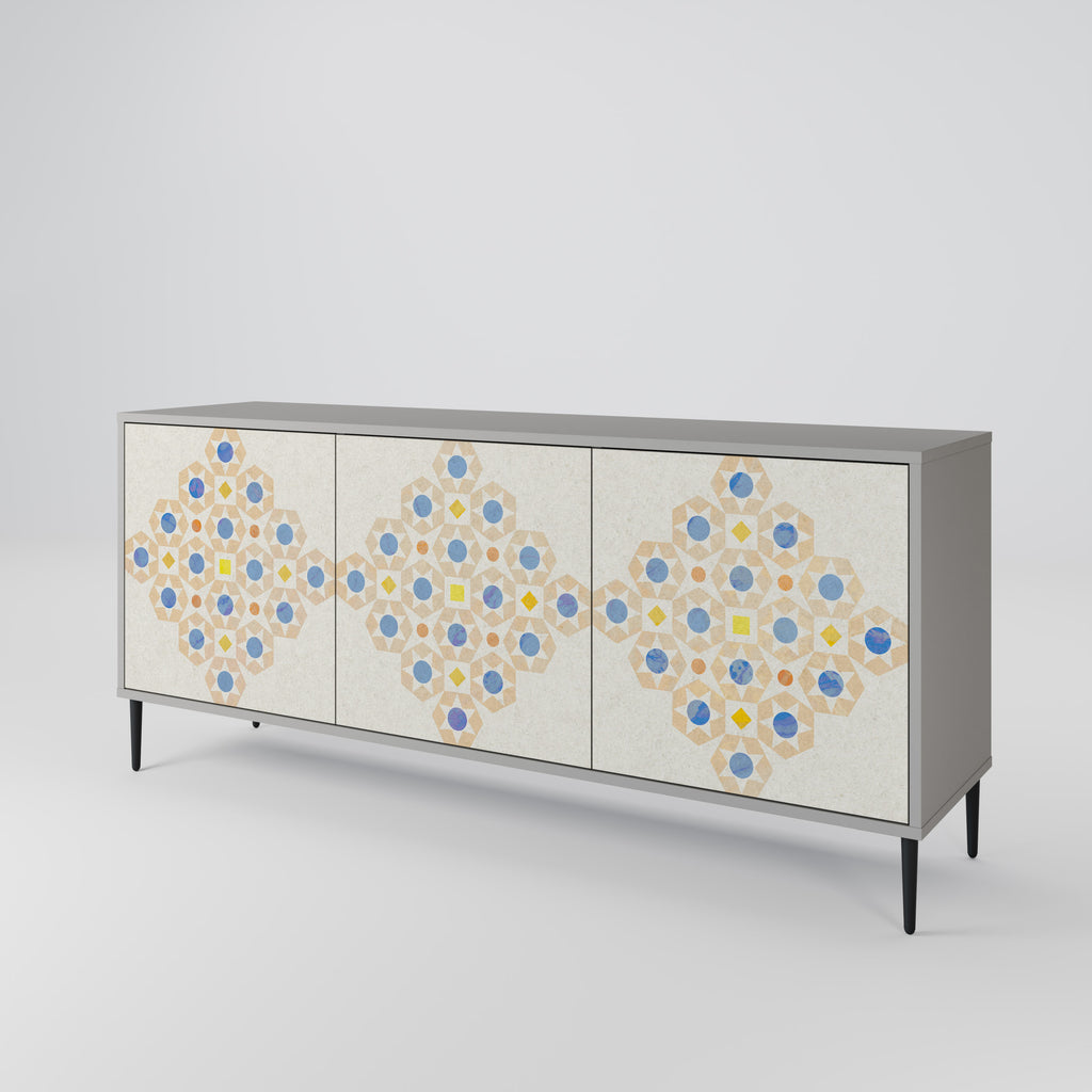 PATTERNED PRISM 3-Door Sideboard in Grey Finish