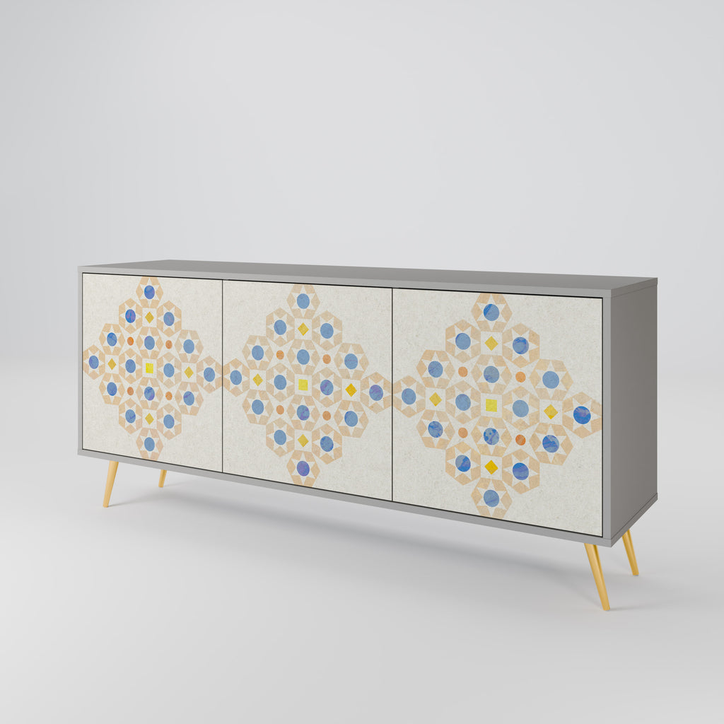 PATTERNED PRISM 3-Door Sideboard in Grey Finish