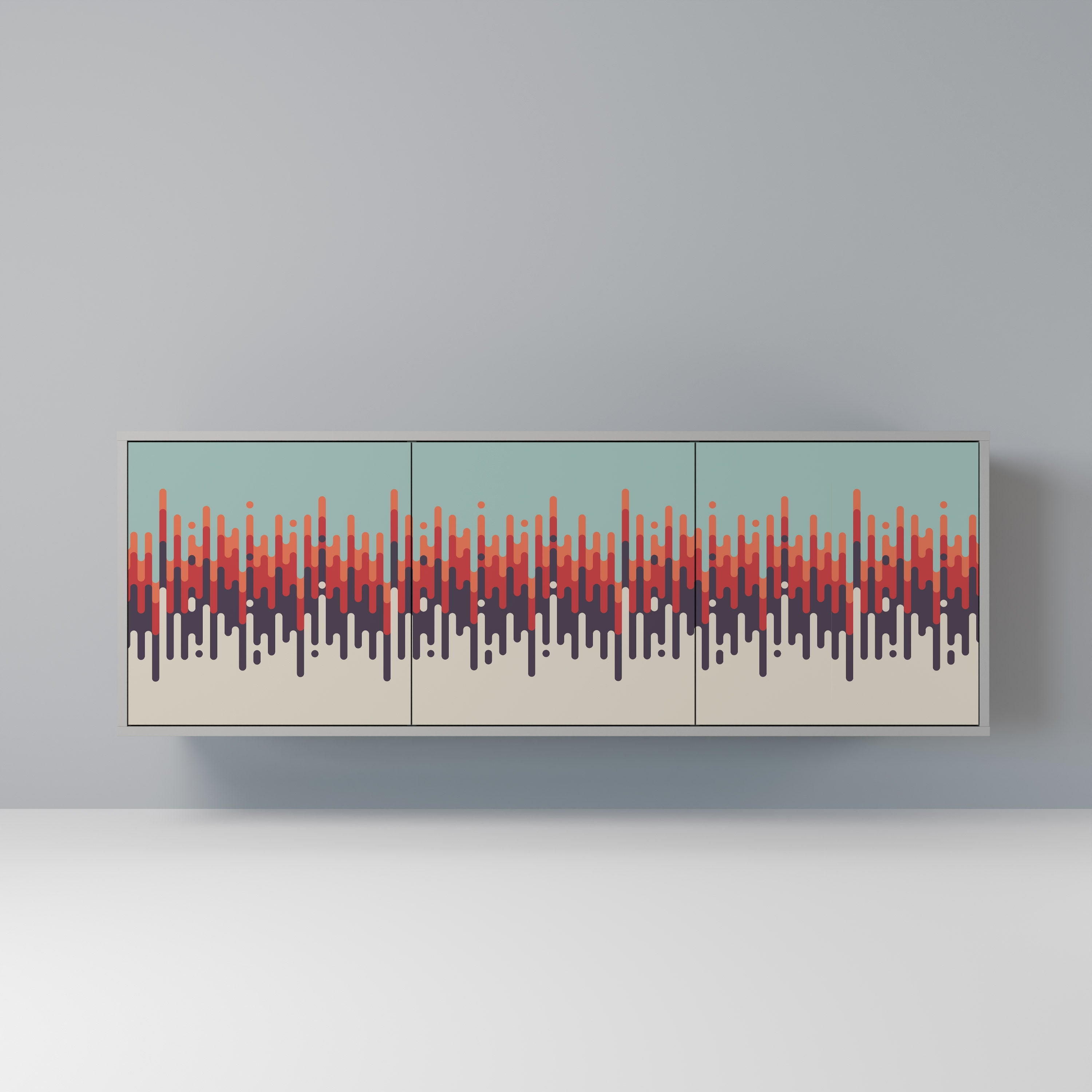 CHROMA CONTOURS 3-Door Sideboard in Grey Finish