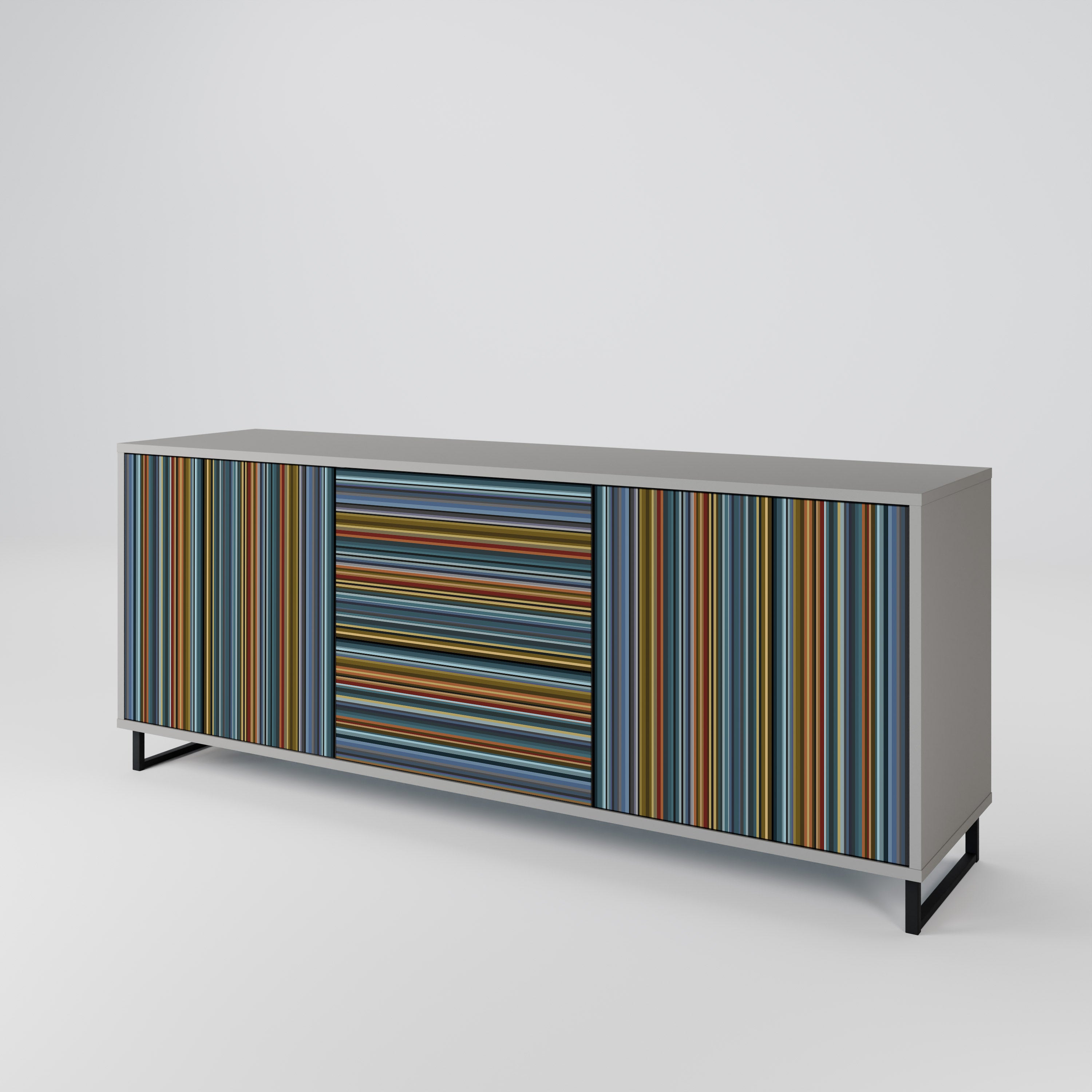 LINEOUT SPECTRUM 3-Door Sideboard in Grey Finish
