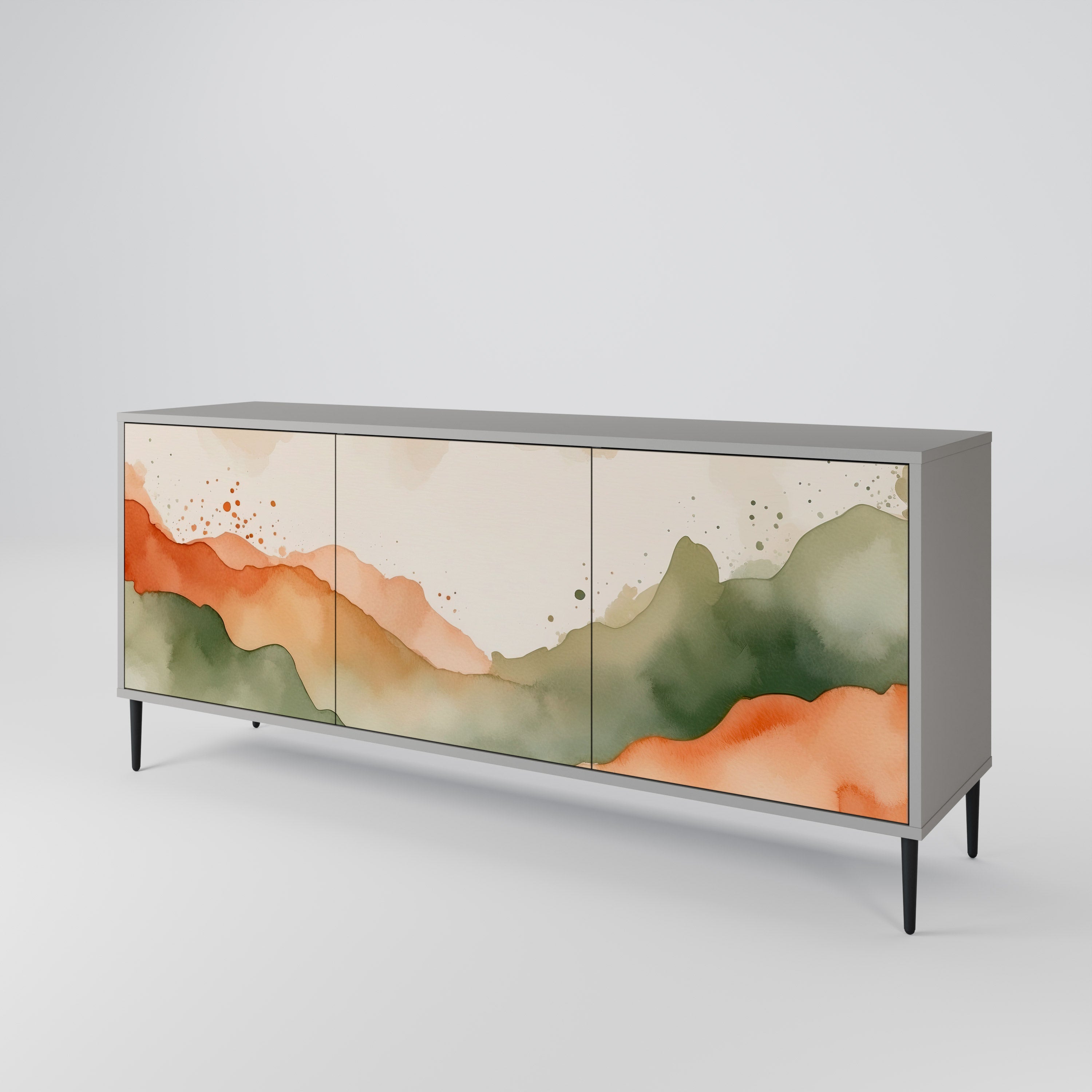 WATERCOLOUR PEAKS 3-Door Sideboard in Grey Finish