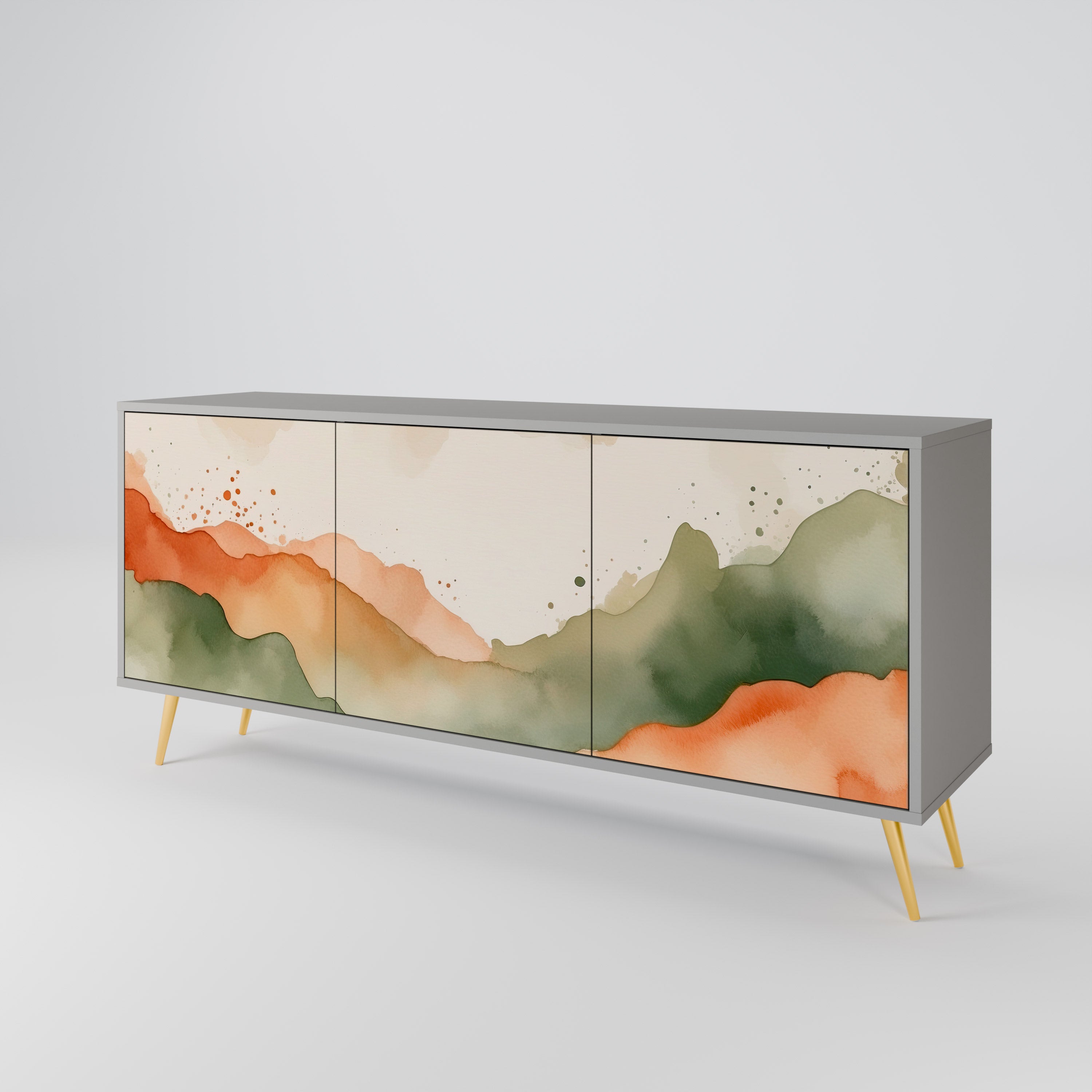 WATERCOLOUR PEAKS 3-Door Sideboard in Grey Finish