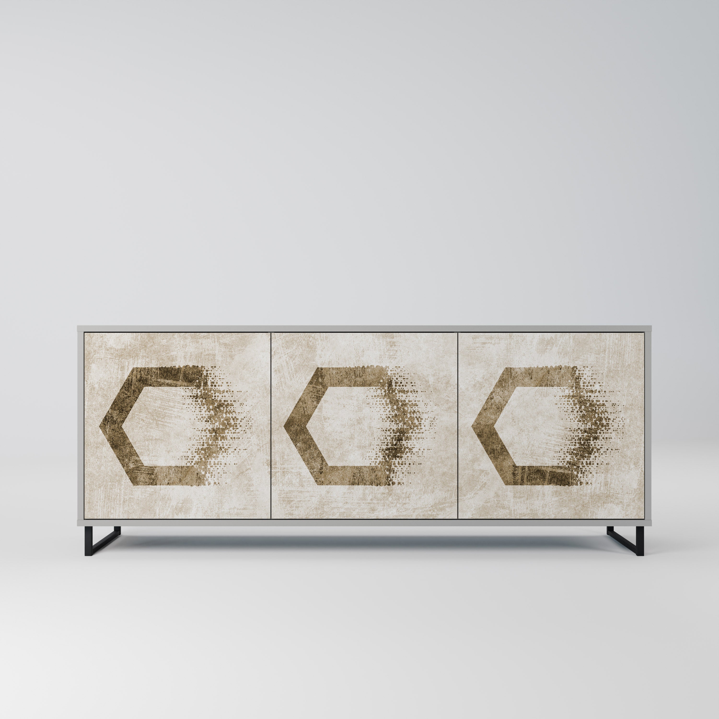 HEXAGONAL SHAPES 3-Door Sideboard in Grey Finish