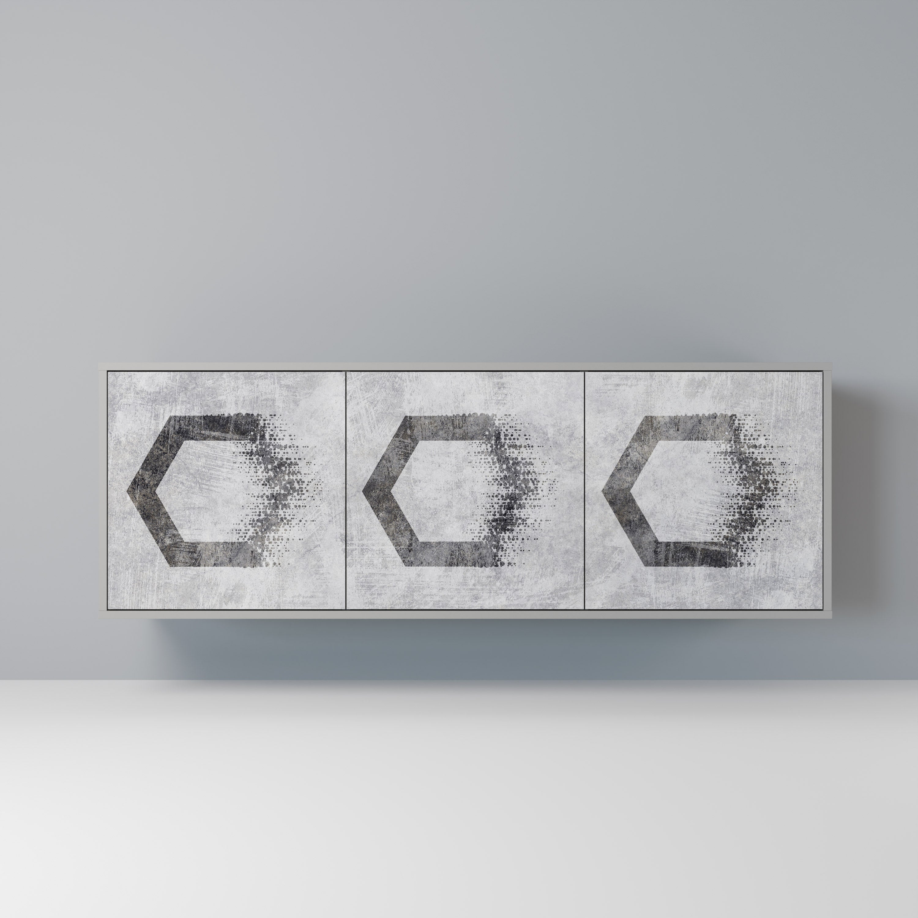 HEXAGONAL FIGURES 3-Door Sideboard in Grey Finish