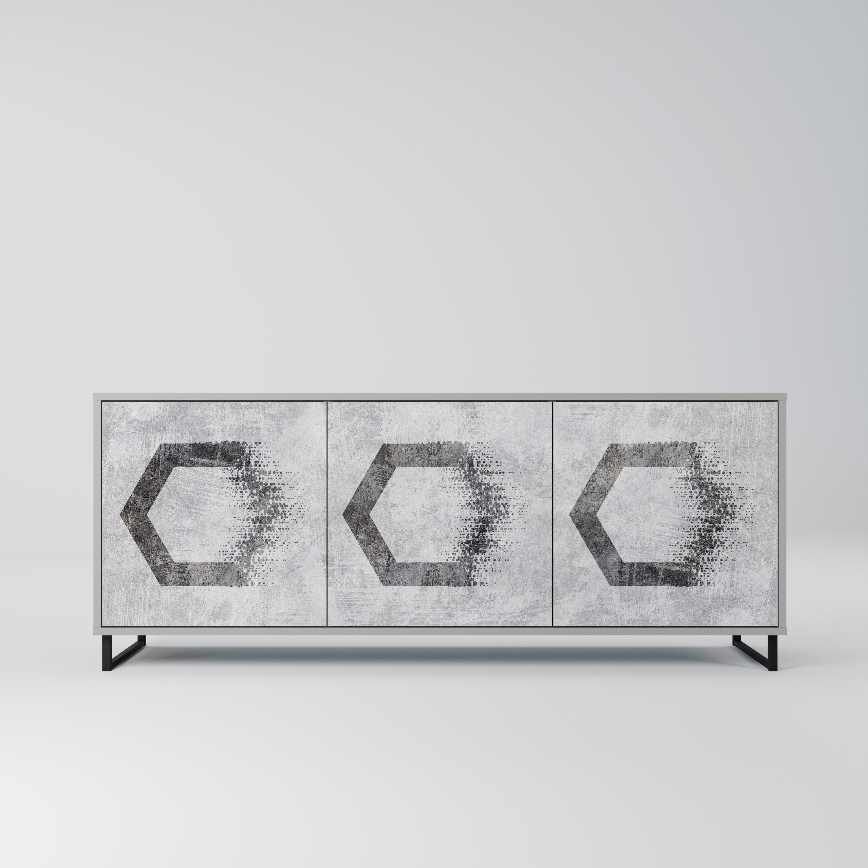 HEXAGONAL FIGURES 3-Door Sideboard in Grey Finish