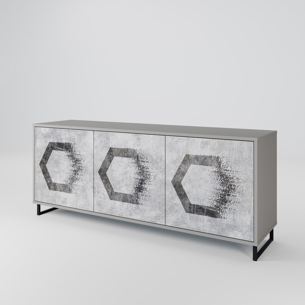 HEXAGONAL FIGURES 3-Door Sideboard in Grey Finish