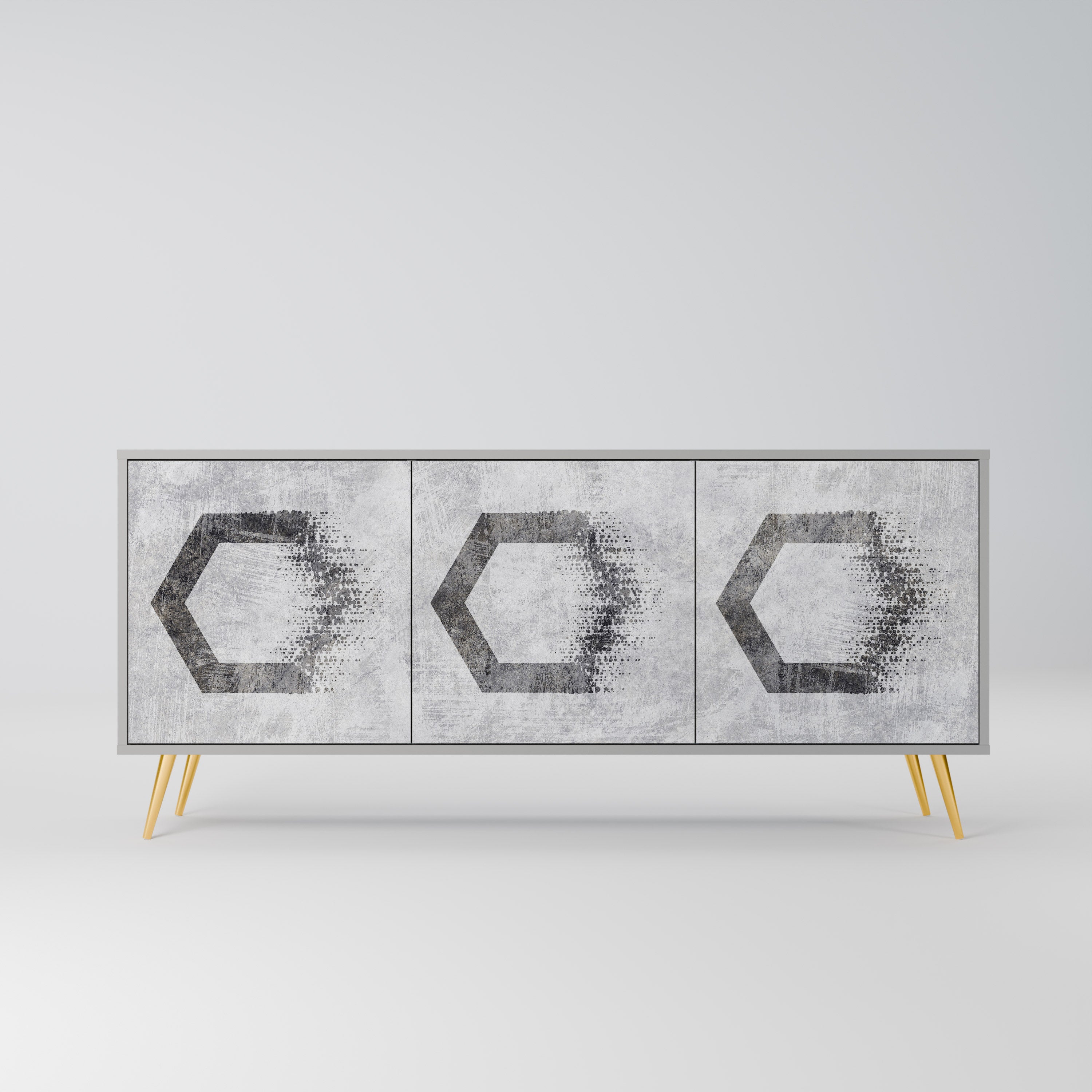 HEXAGONAL FIGURES 3-Door Sideboard in Grey Finish