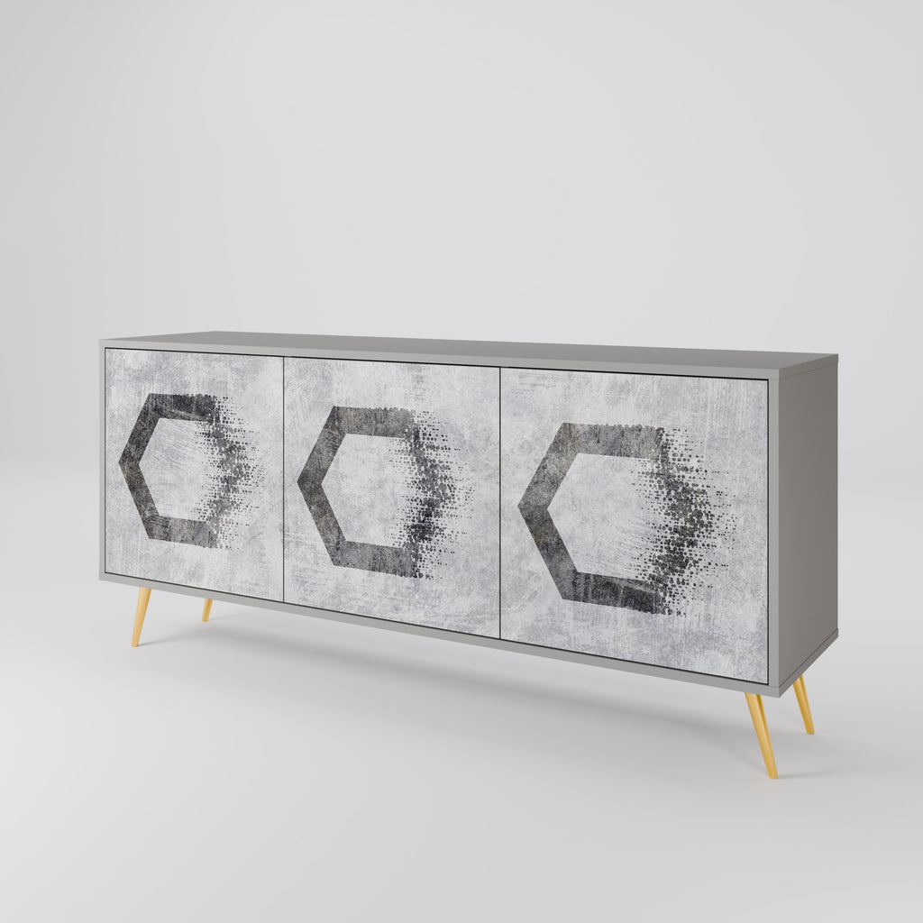 HEXAGONAL FIGURES 3-Door Sideboard in Grey Finish