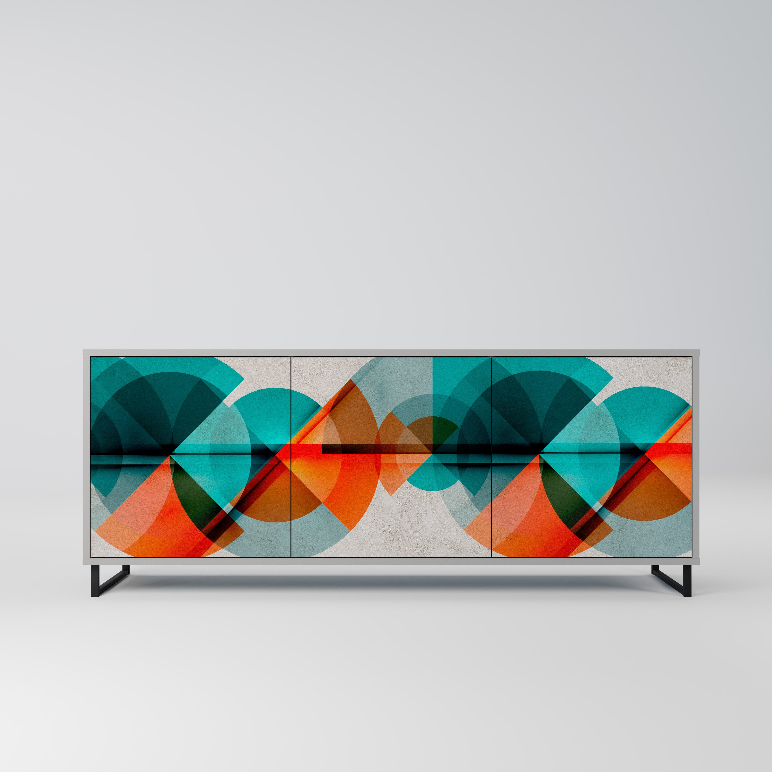 CIRCULAR RHAPSODY 3-Door Sideboard in Grey Finish