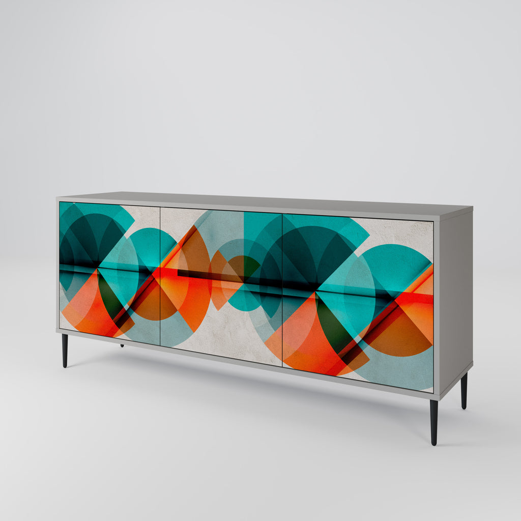CIRCULAR RHAPSODY 3-Door Sideboard in Grey Finish