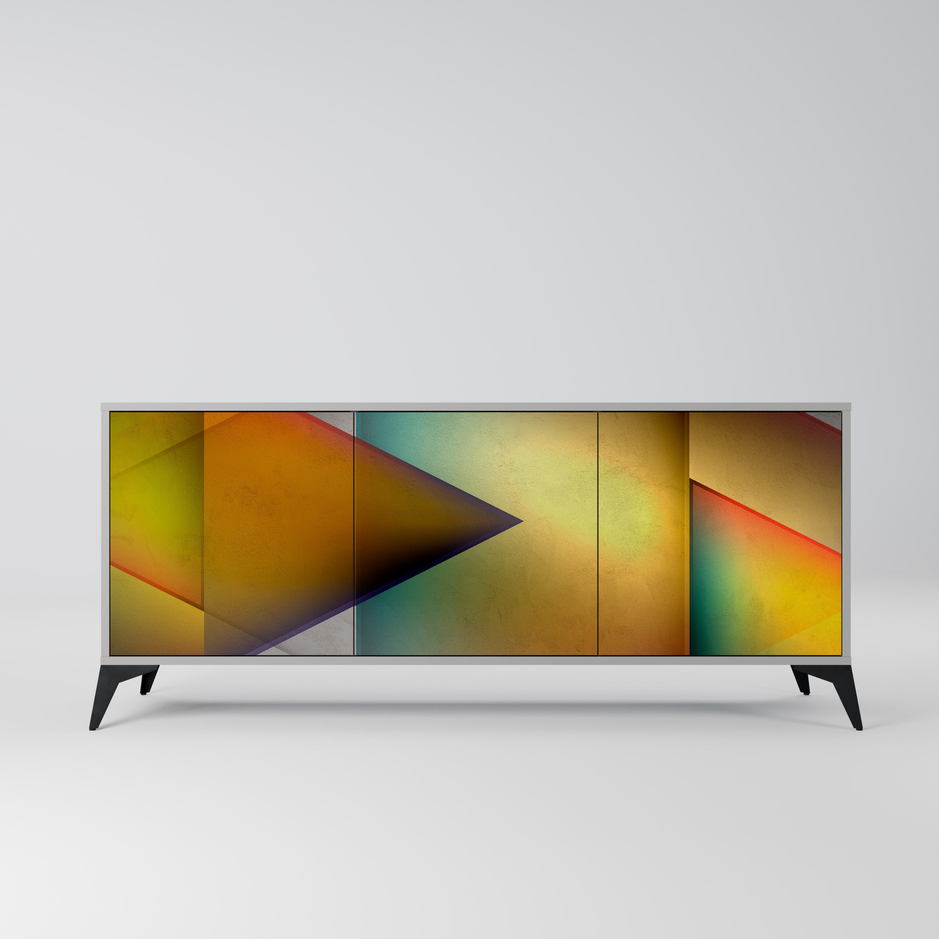 PIERCING SHARPNESS 3-Door Sideboard in Grey Finish