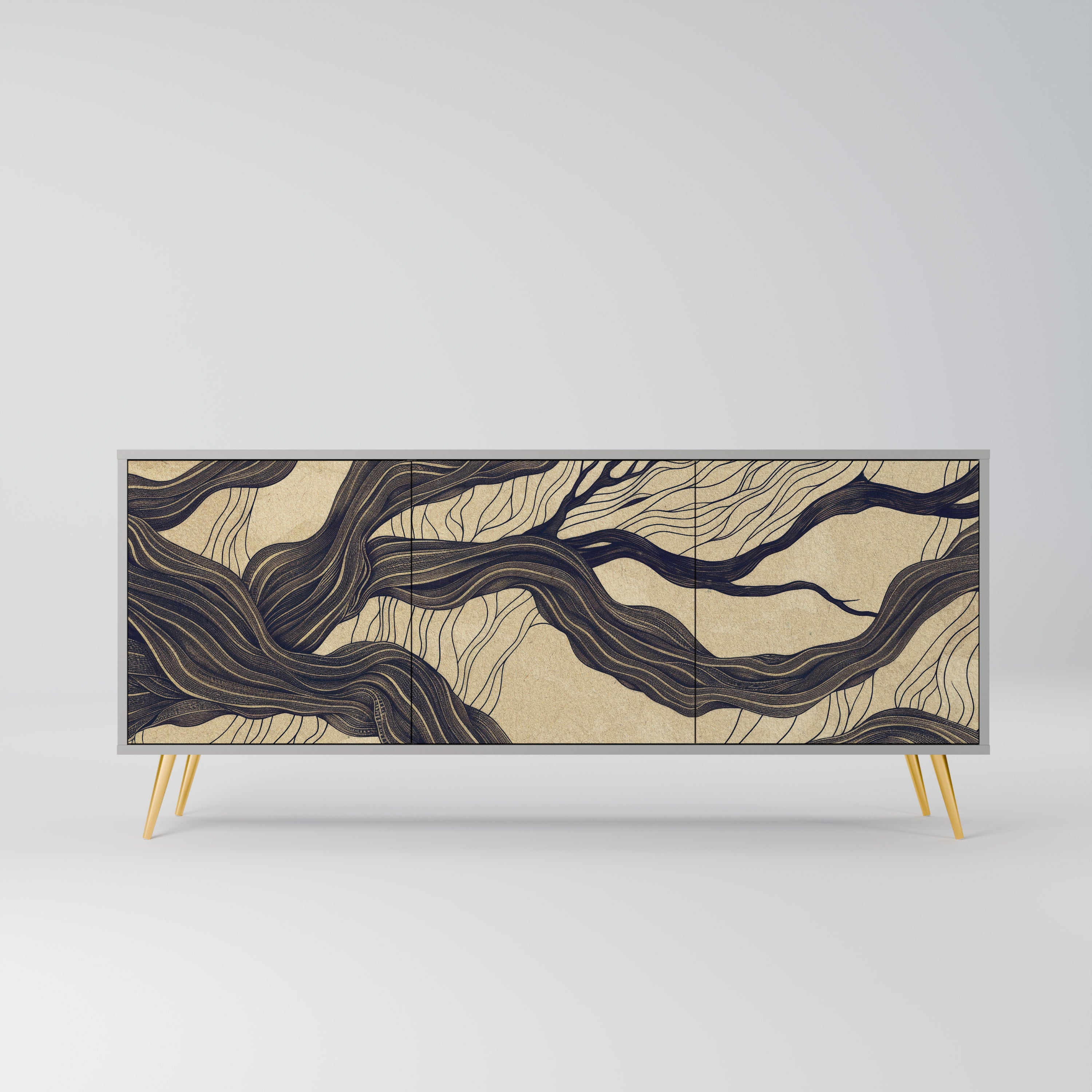 UNIFIED FRAGMENTS 3-Door Sideboard in Grey Finish