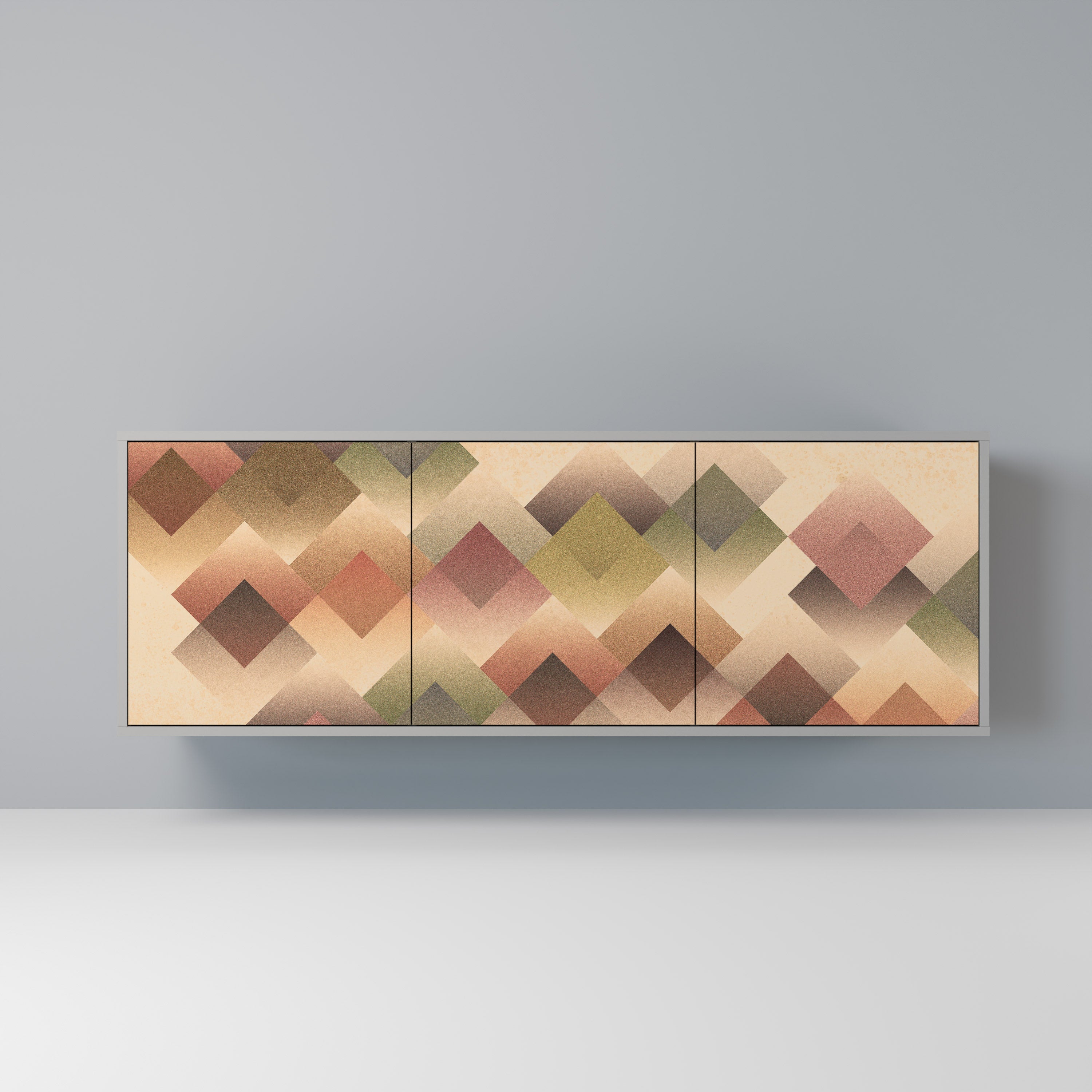 GEOMETRIC FUSION 3-Door Sideboard in Grey Finish