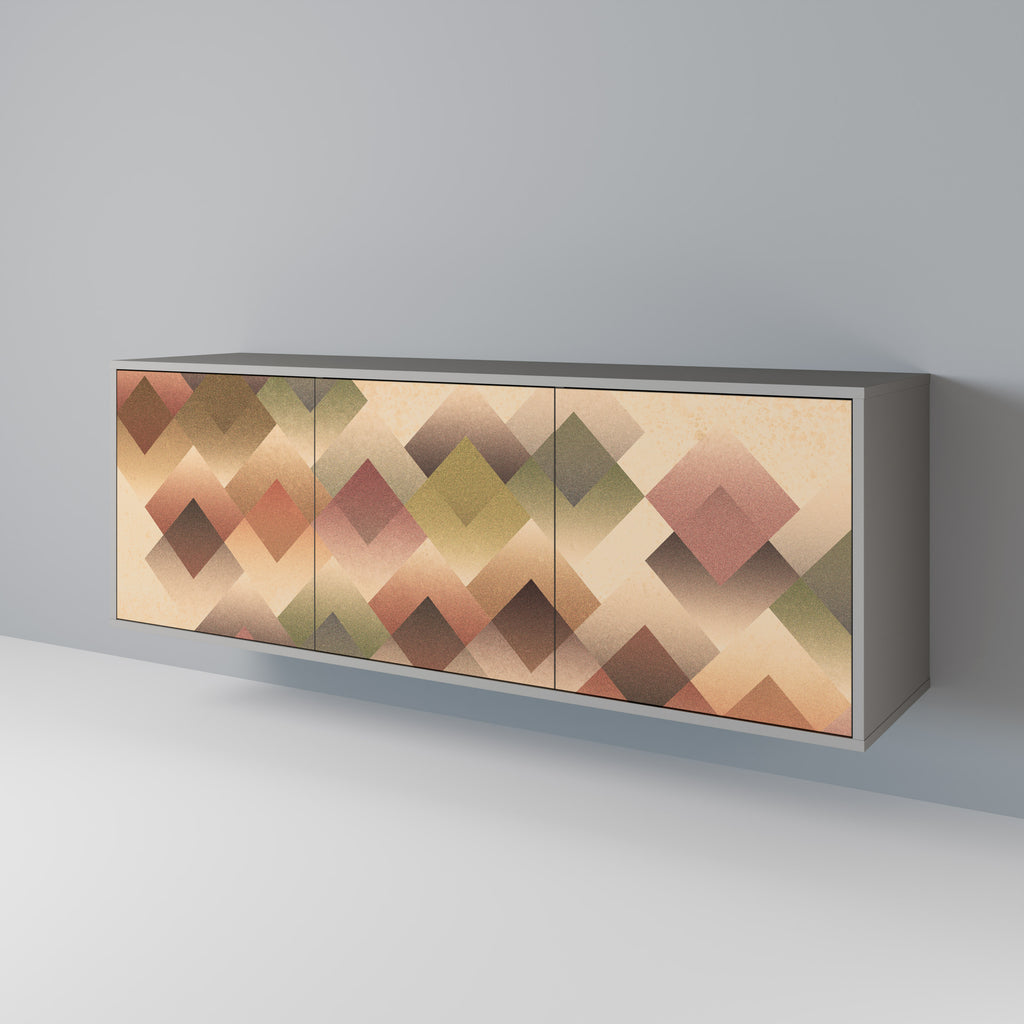 GEOMETRIC FUSION 3-Door Sideboard in Grey Finish