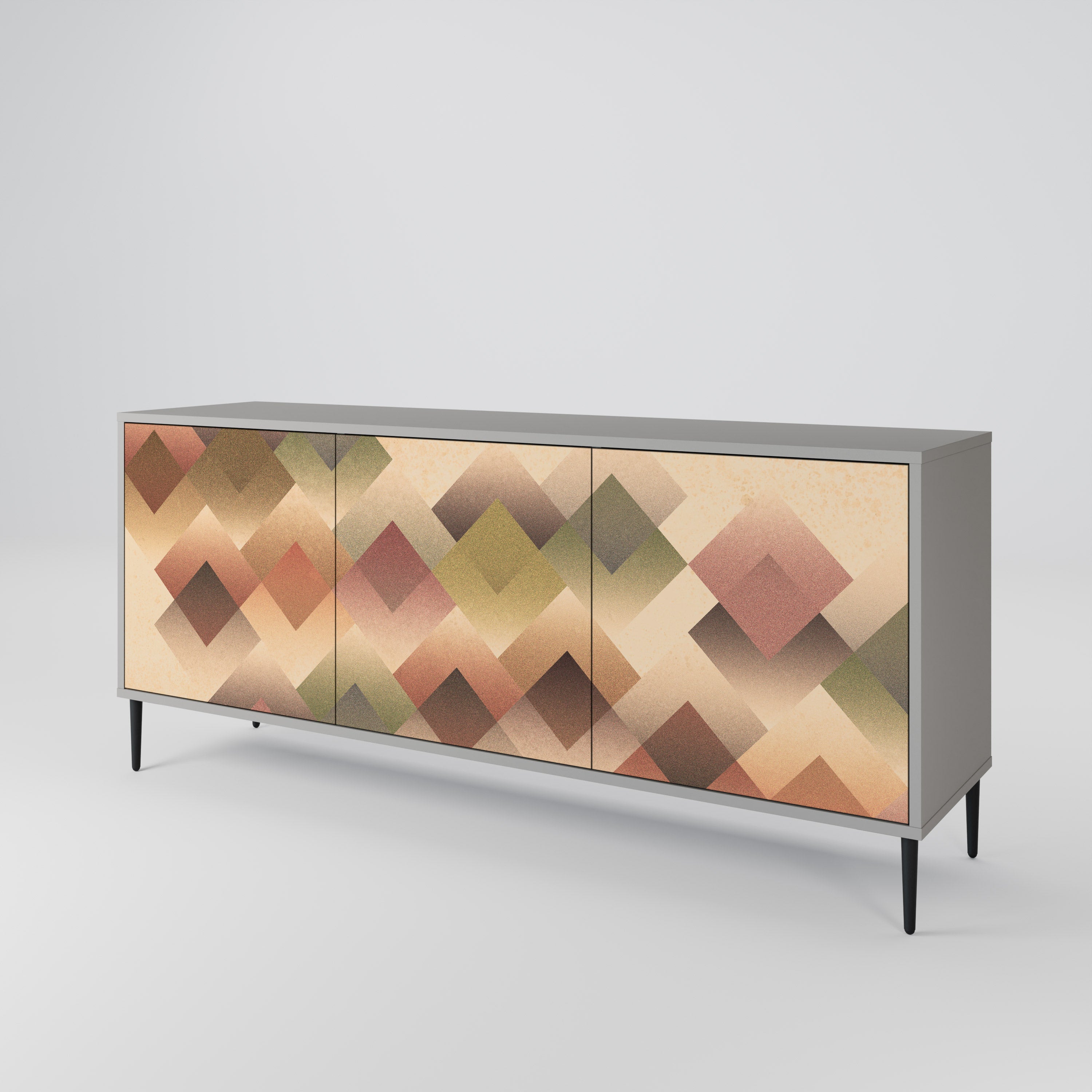 GEOMETRIC FUSION 3-Door Sideboard in Grey Finish