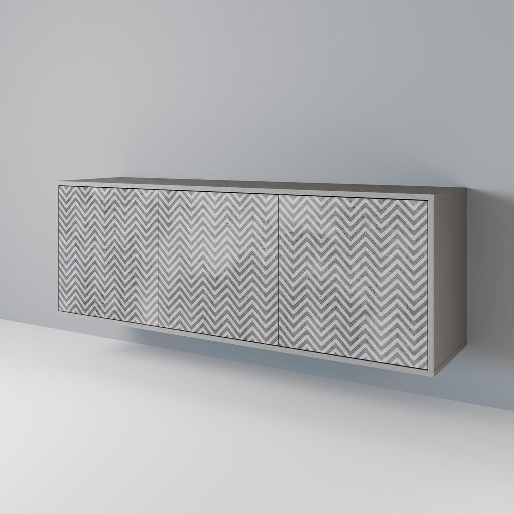 CONCRETE ZIG ZAG 3-Door Sideboard in Grey Finish