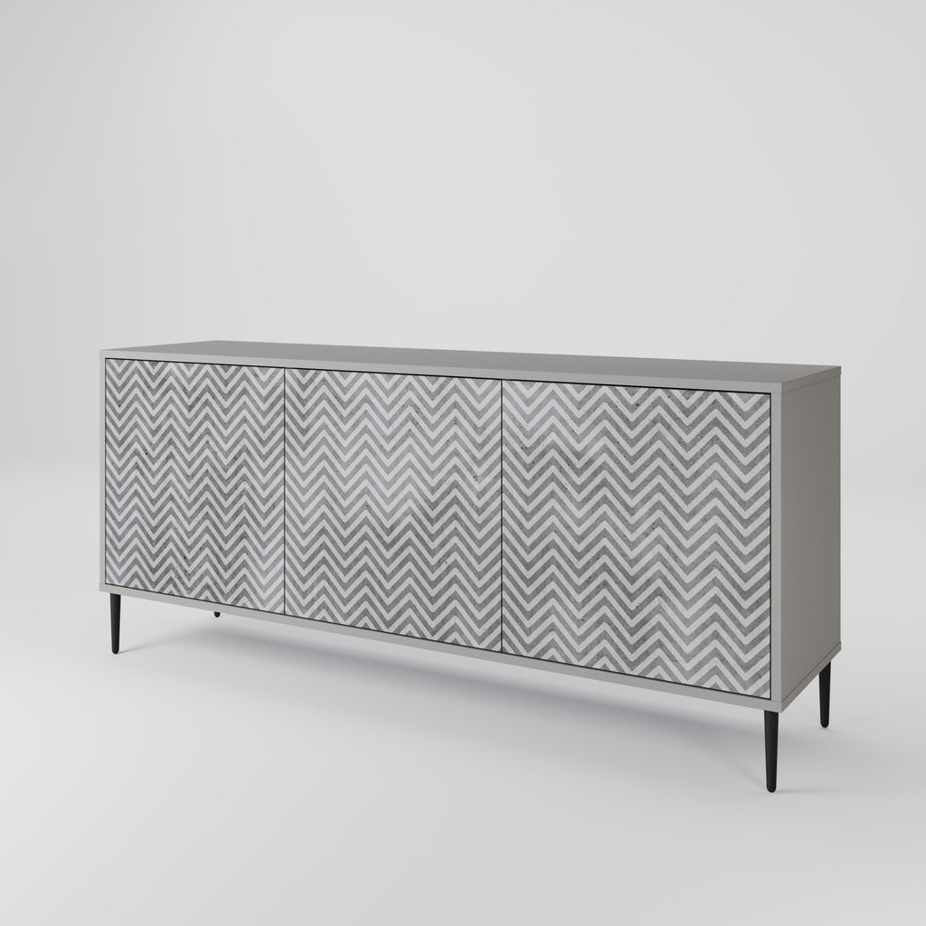 CONCRETE ZIG ZAG 3-Door Sideboard in Grey Finish