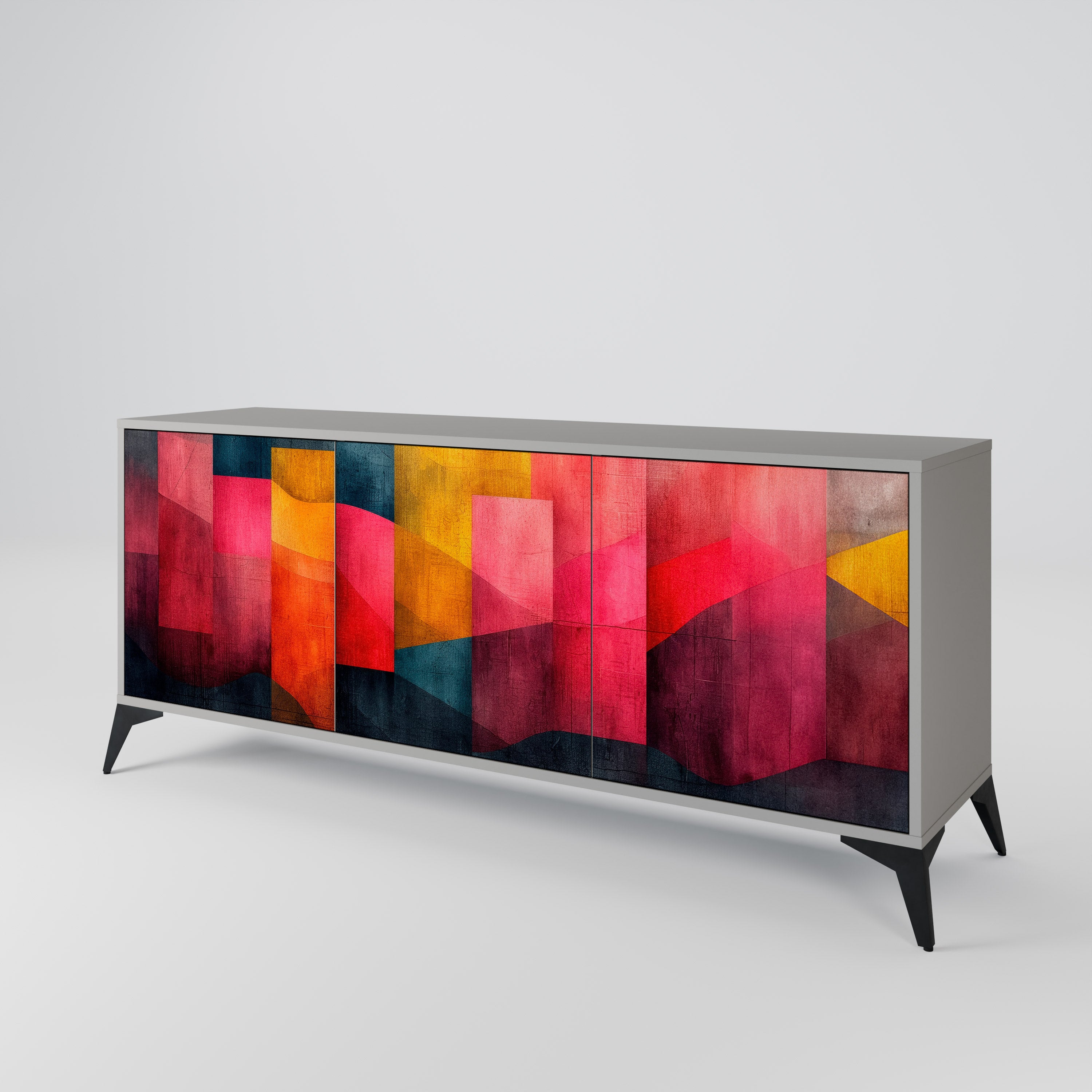 COLORFUL SOUNDS 3-Door Sideboard in Grey Finish
