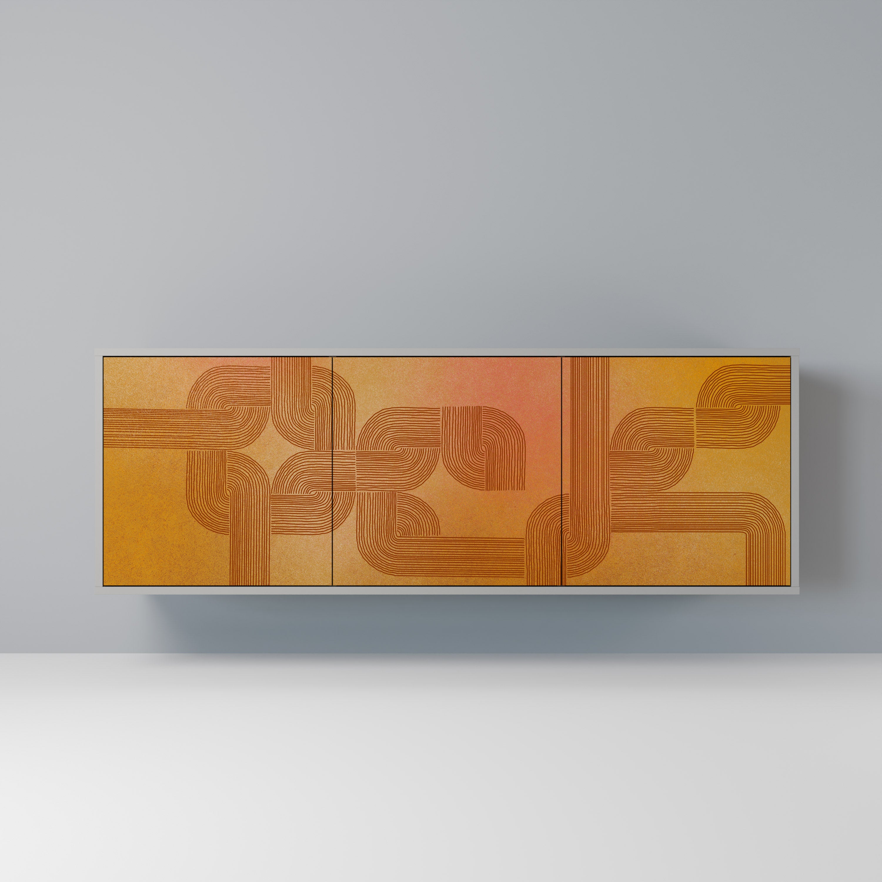 STRENGTHENING RELATION 3-Door Sideboard in Grey Finish