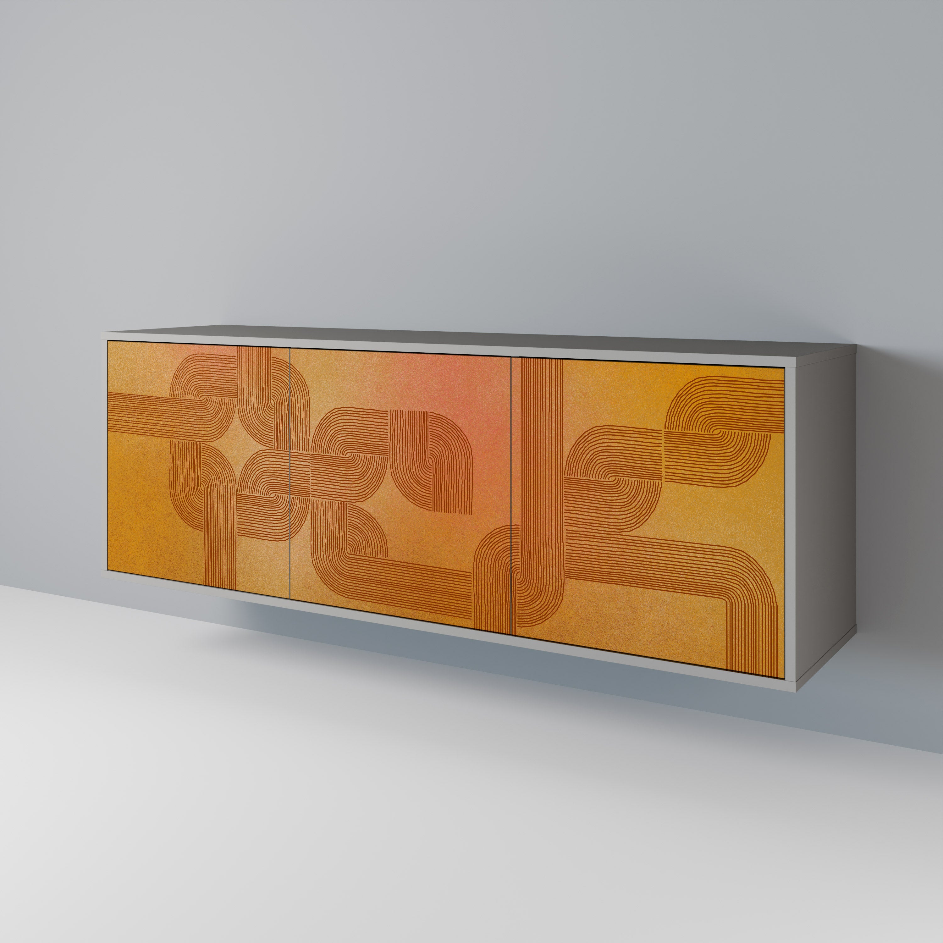 STRENGTHENING RELATION 3-Door Sideboard in Grey Finish