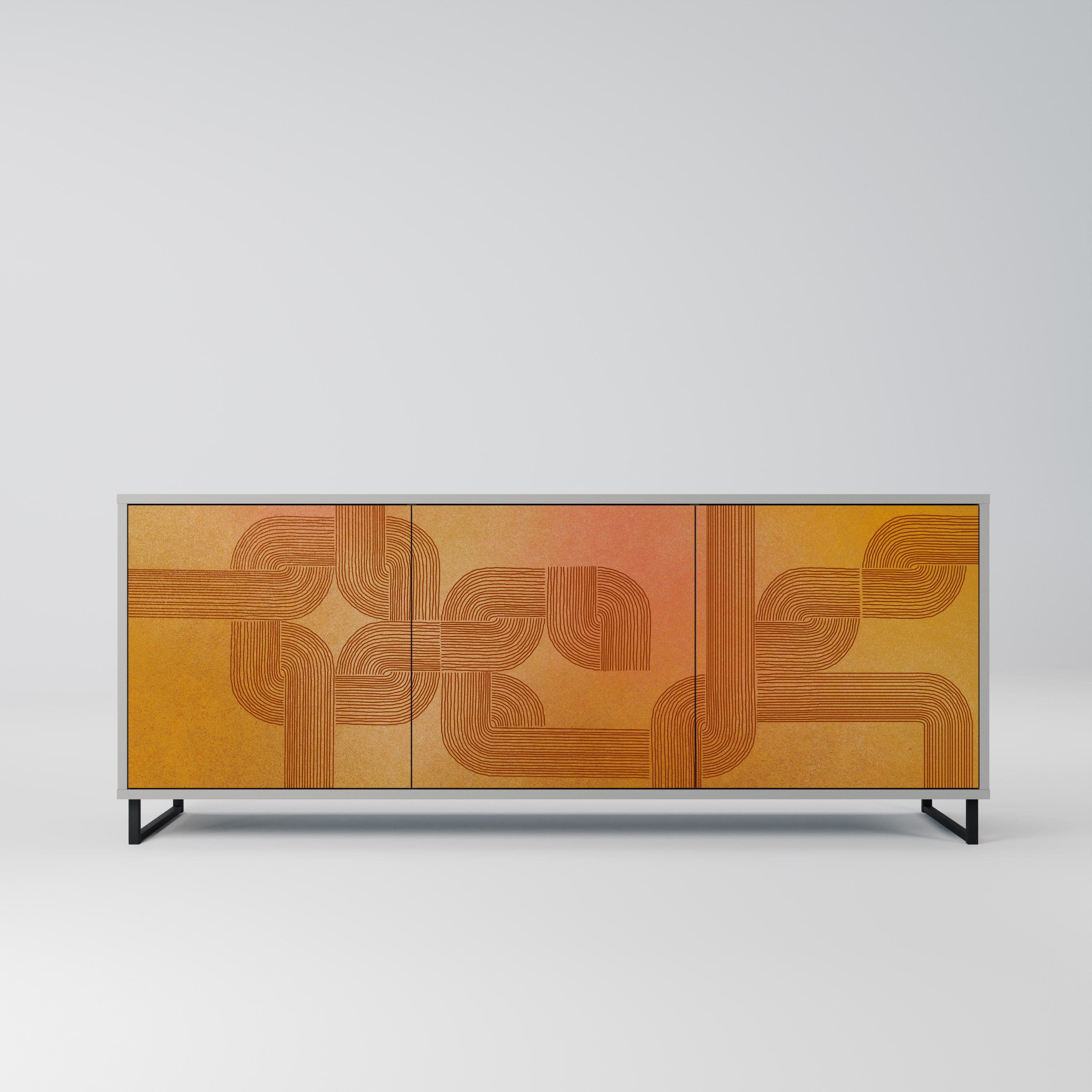 STRENGTHENING RELATION 3-Door Sideboard in Grey Finish