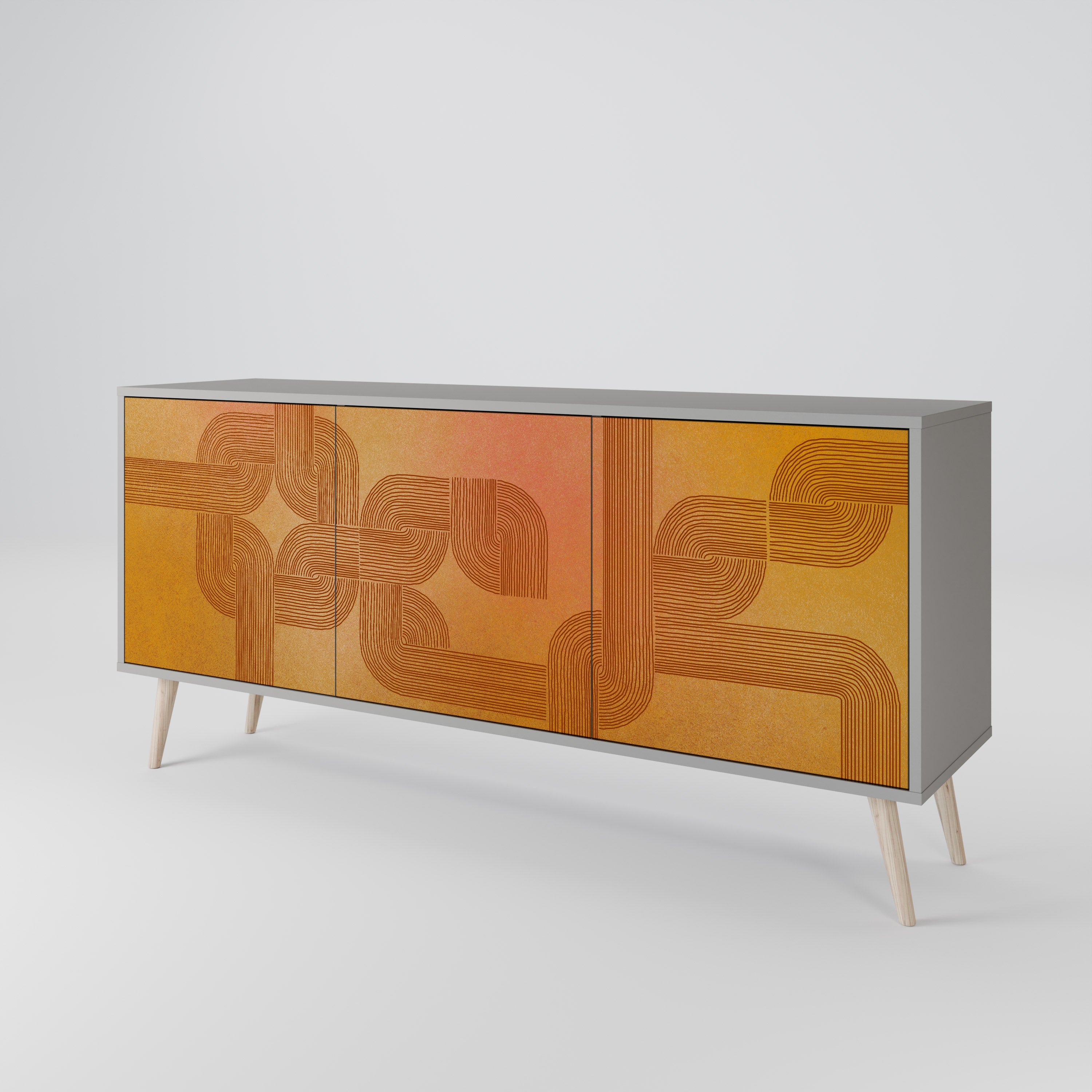 STRENGTHENING RELATION 3-Door Sideboard in Grey Finish