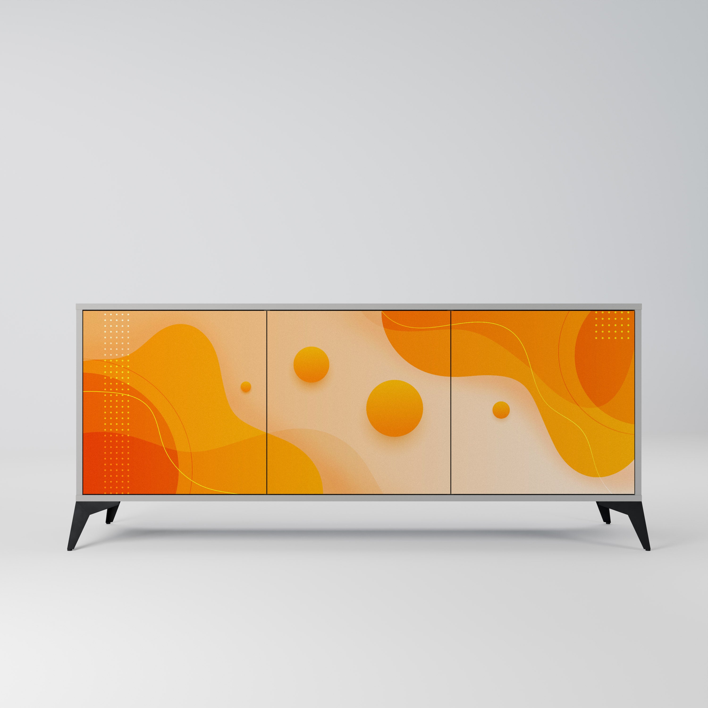 ORANGE ARRANGEMENT 3-Door Sideboard in Grey Finish
