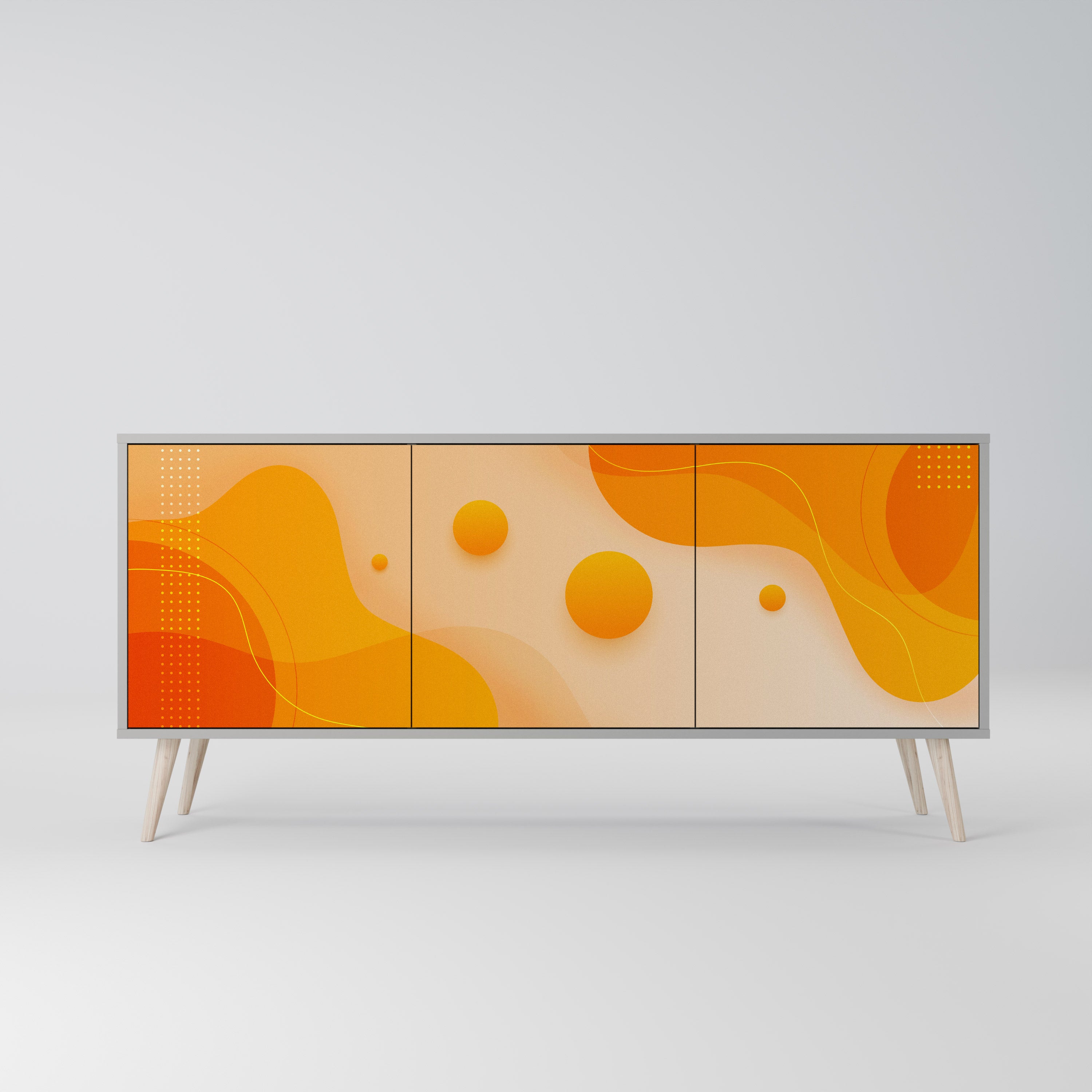 ORANGE ARRANGEMENT 3-Door Sideboard in Grey Finish