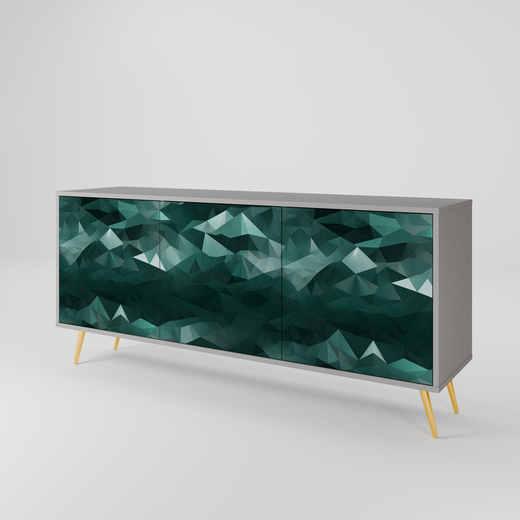 POLYGONAL FLOATING 3-Door Sideboard in Grey Finish