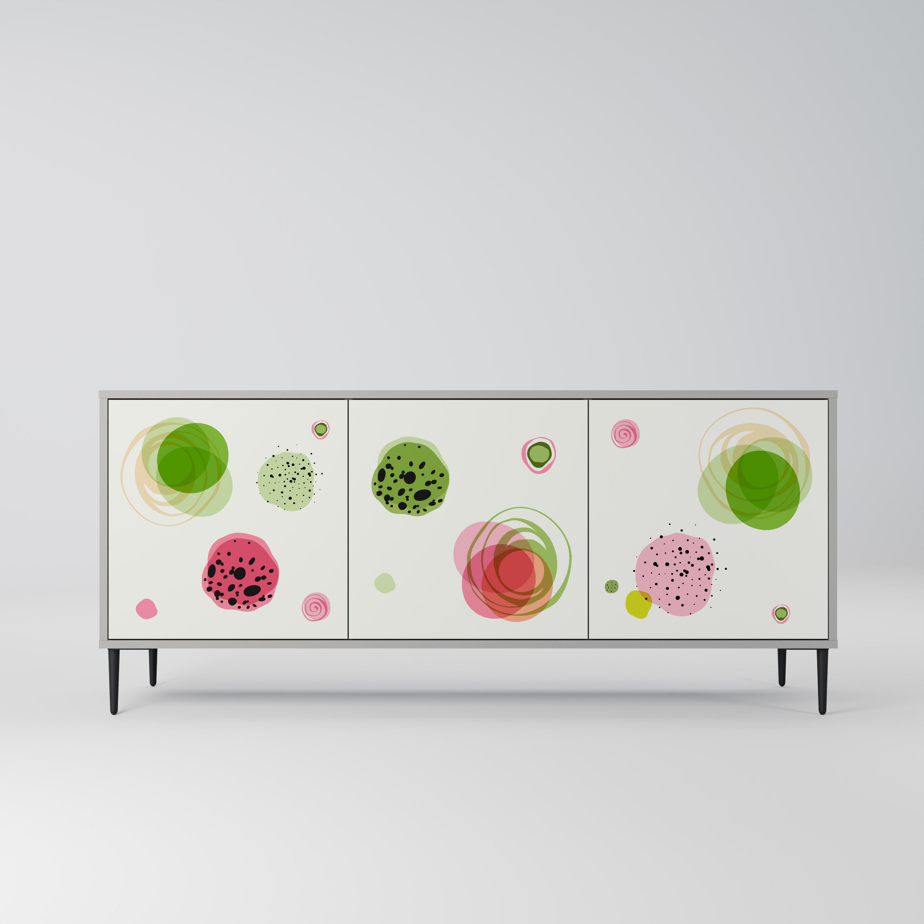 COLORFUL COSMOS 3-Door Sideboard in Grey Finish