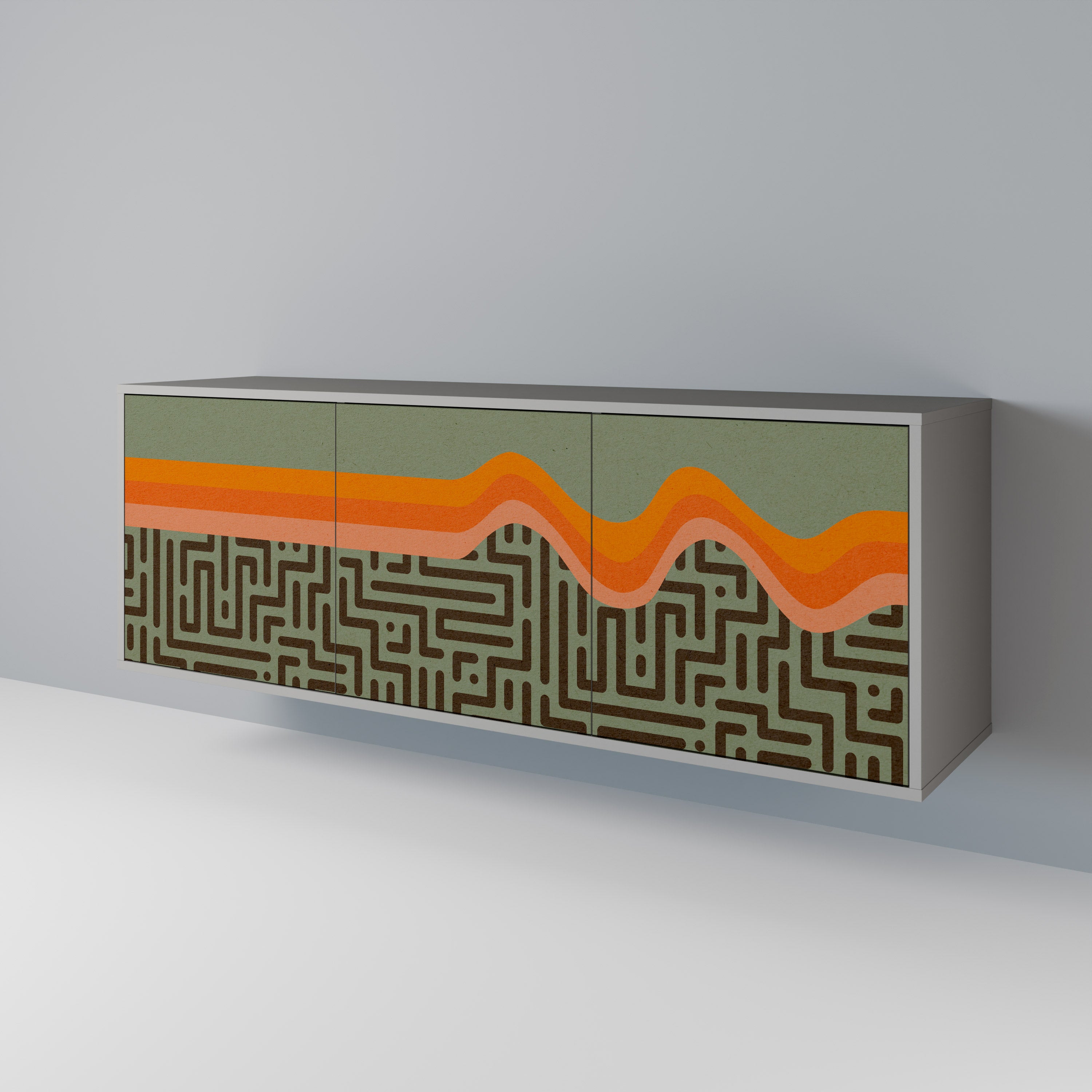 SIMPLE SOLUTIONS 3-Door Sideboard in Grey Finish