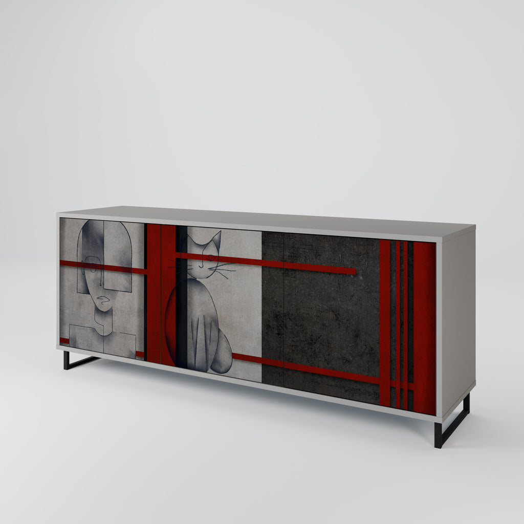 GRAY FIGURES 3-Door Sideboard in Grey Finish