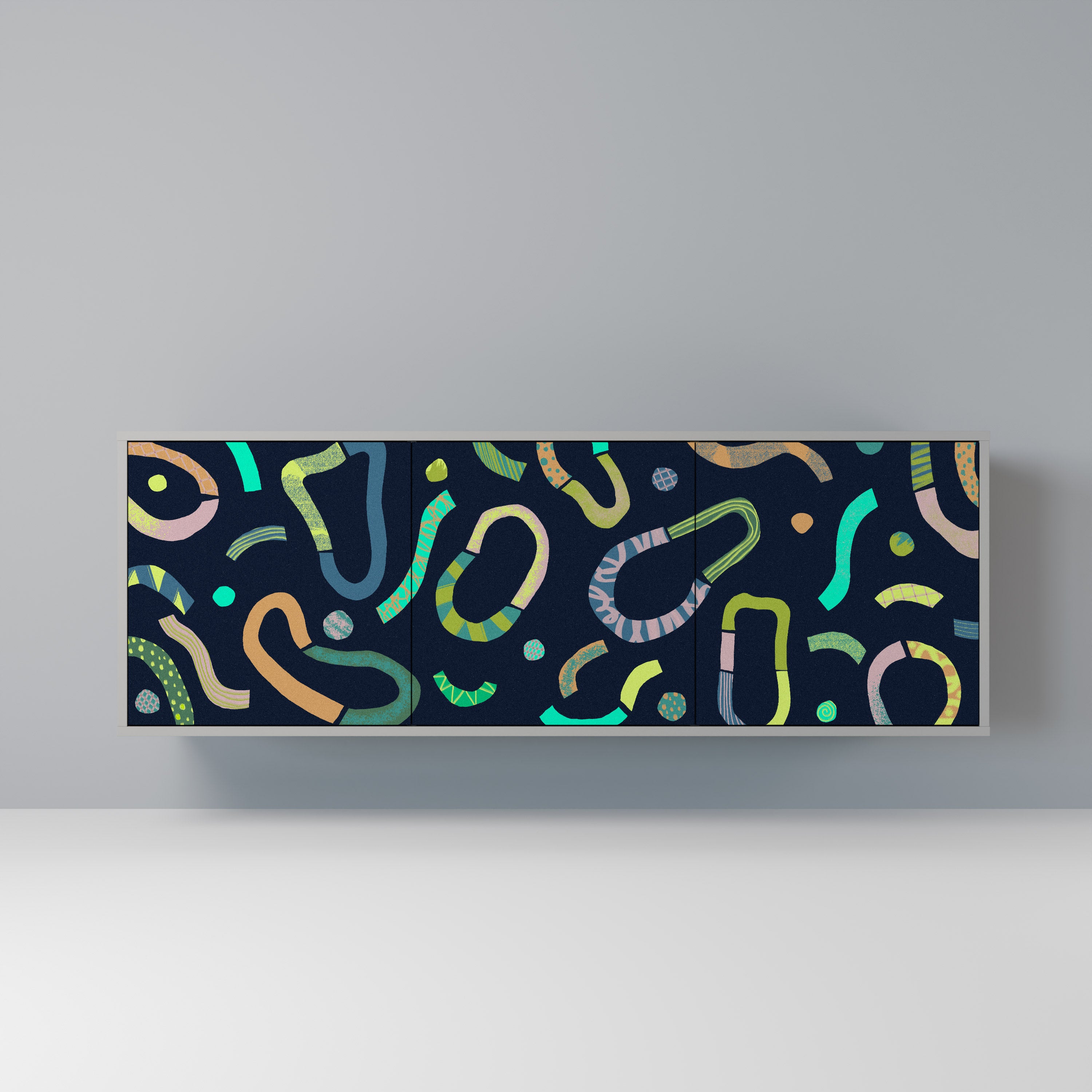 CONTRAST DANCE 3-Door Sideboard in Grey Finish