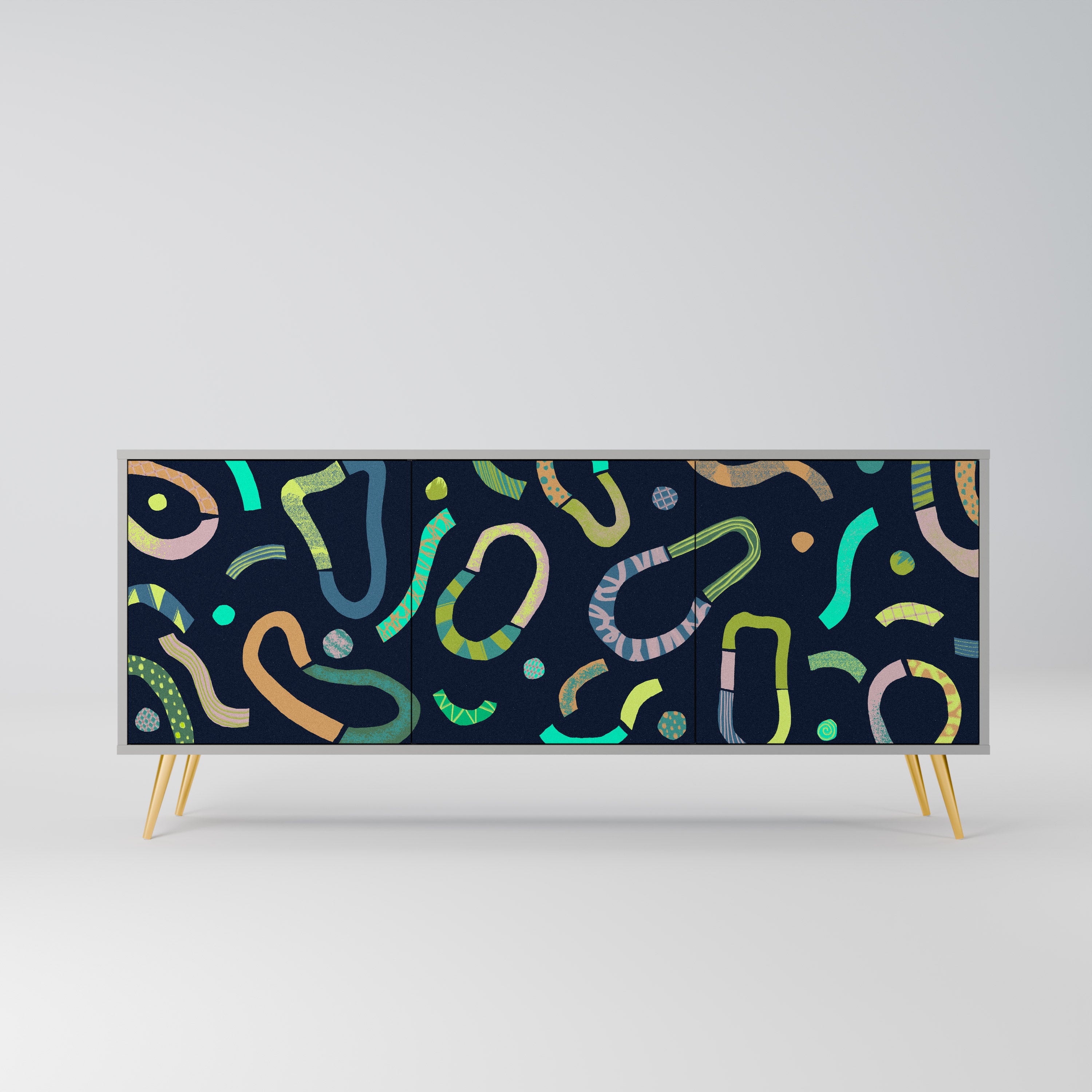 CONTRAST DANCE 3-Door Sideboard in Grey Finish