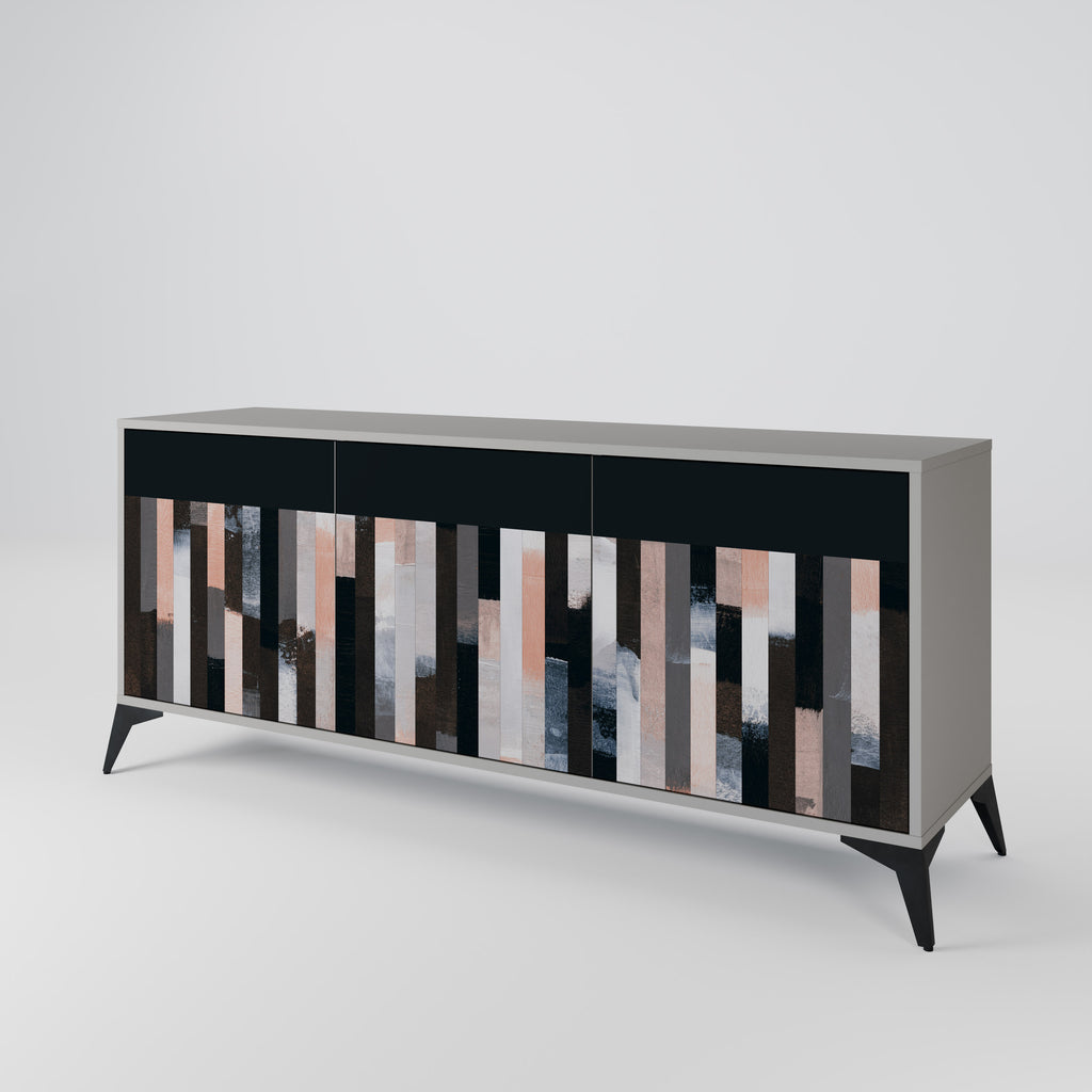 COLLAGE OF RECTANGLES 3-Door Sideboard in Grey Finish