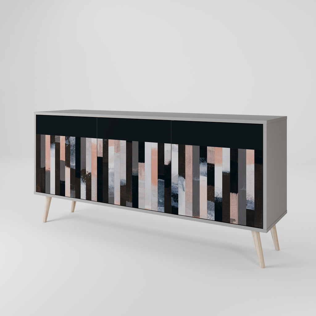 COLLAGE OF RECTANGLES 3-Door Sideboard in Grey Finish