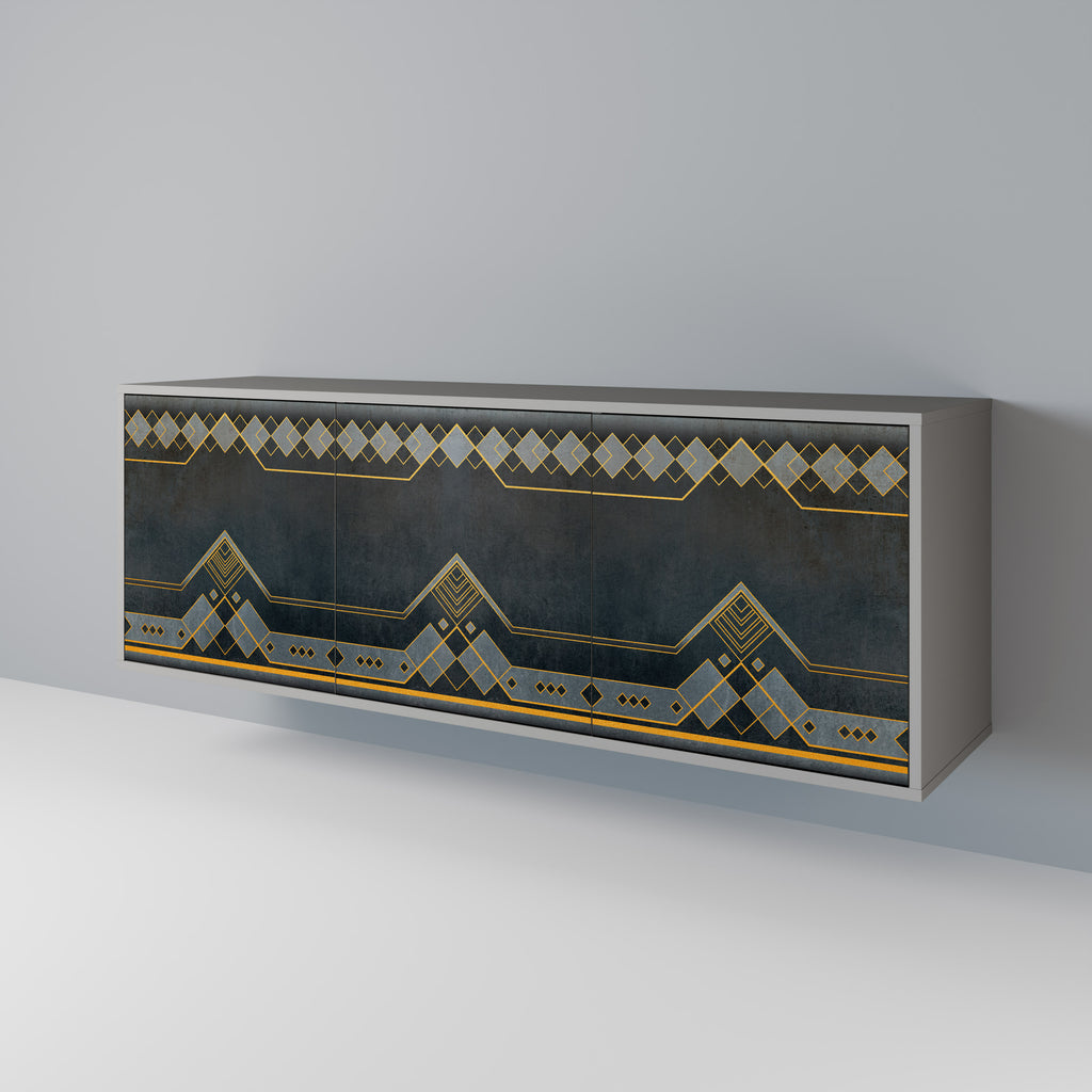 ROYAL ORDINARINESS 3-Door Sideboard in Grey Finish