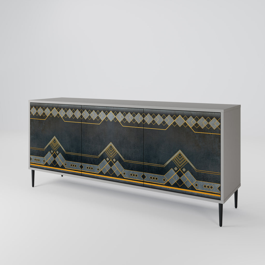 ROYAL ORDINARINESS 3-Door Sideboard in Grey Finish