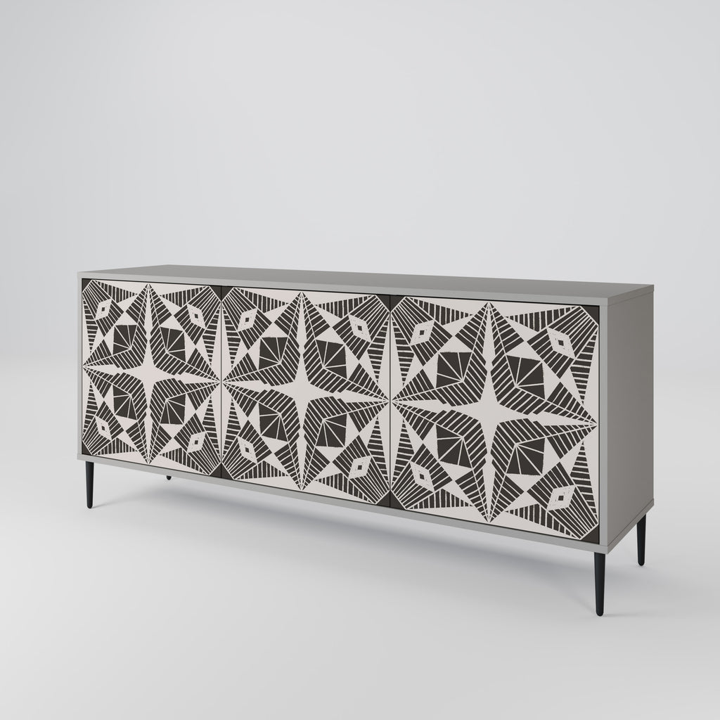 MONOCHROME NEXUS 3-Door Sideboard in Grey Finish
