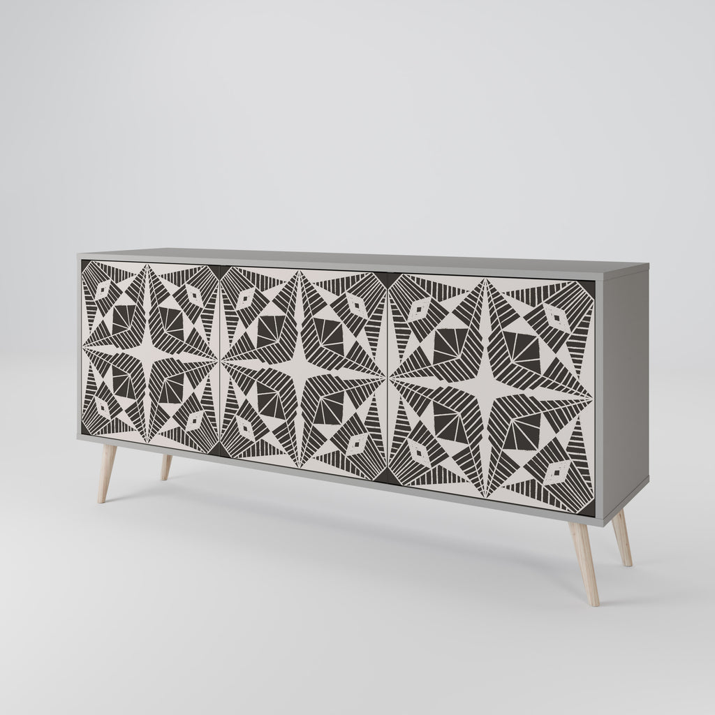 MONOCHROME NEXUS 3-Door Sideboard in Grey Finish