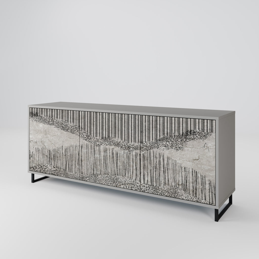 GRAIN LINES 3-Door Sideboard in Grey Finish