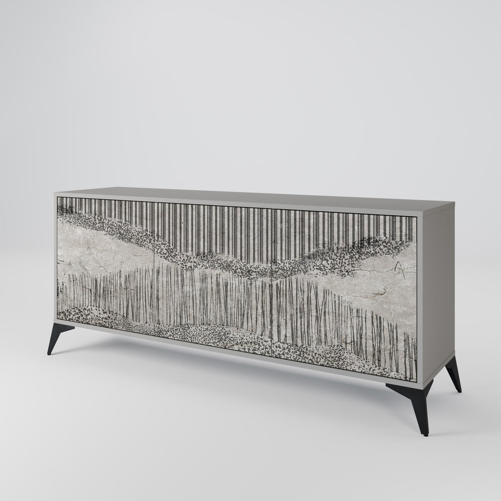 GRAIN LINES 3-Door Sideboard in Grey Finish
