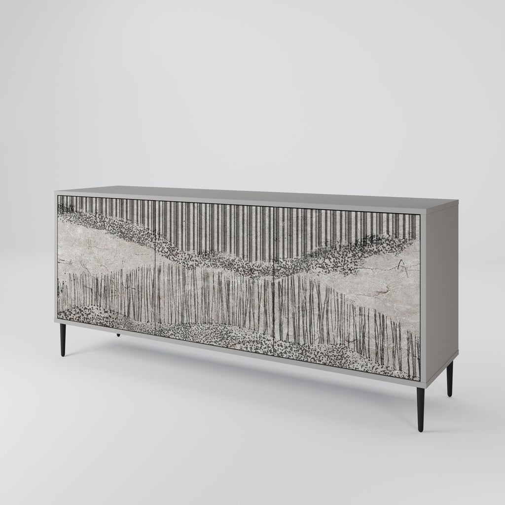 GRAIN LINES 3-Door Sideboard in Grey Finish