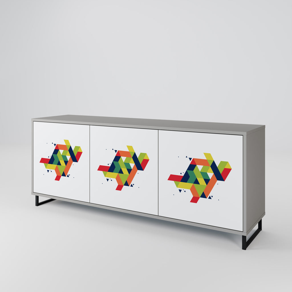 FUTURE SIGN 3-Door Sideboard in Grey Finish