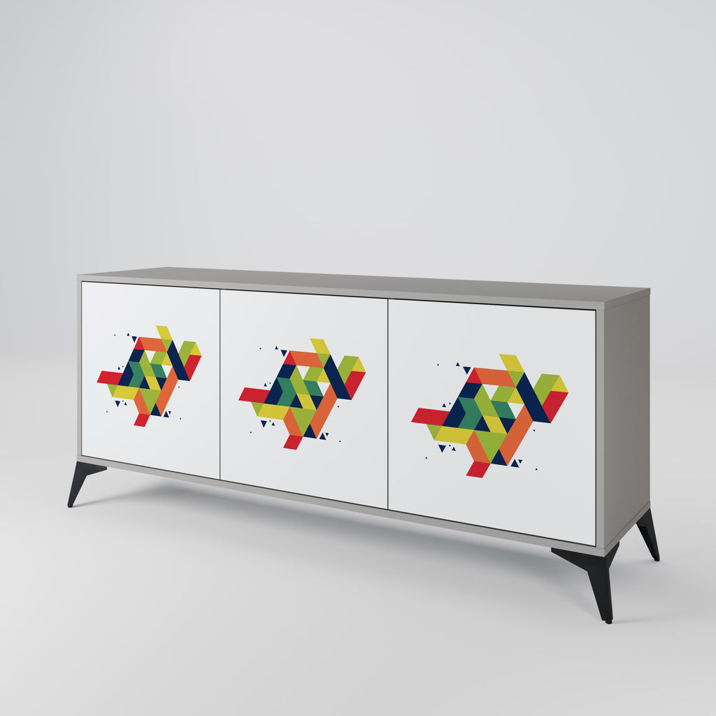 FUTURE SIGN 3-Door Sideboard in Grey Finish